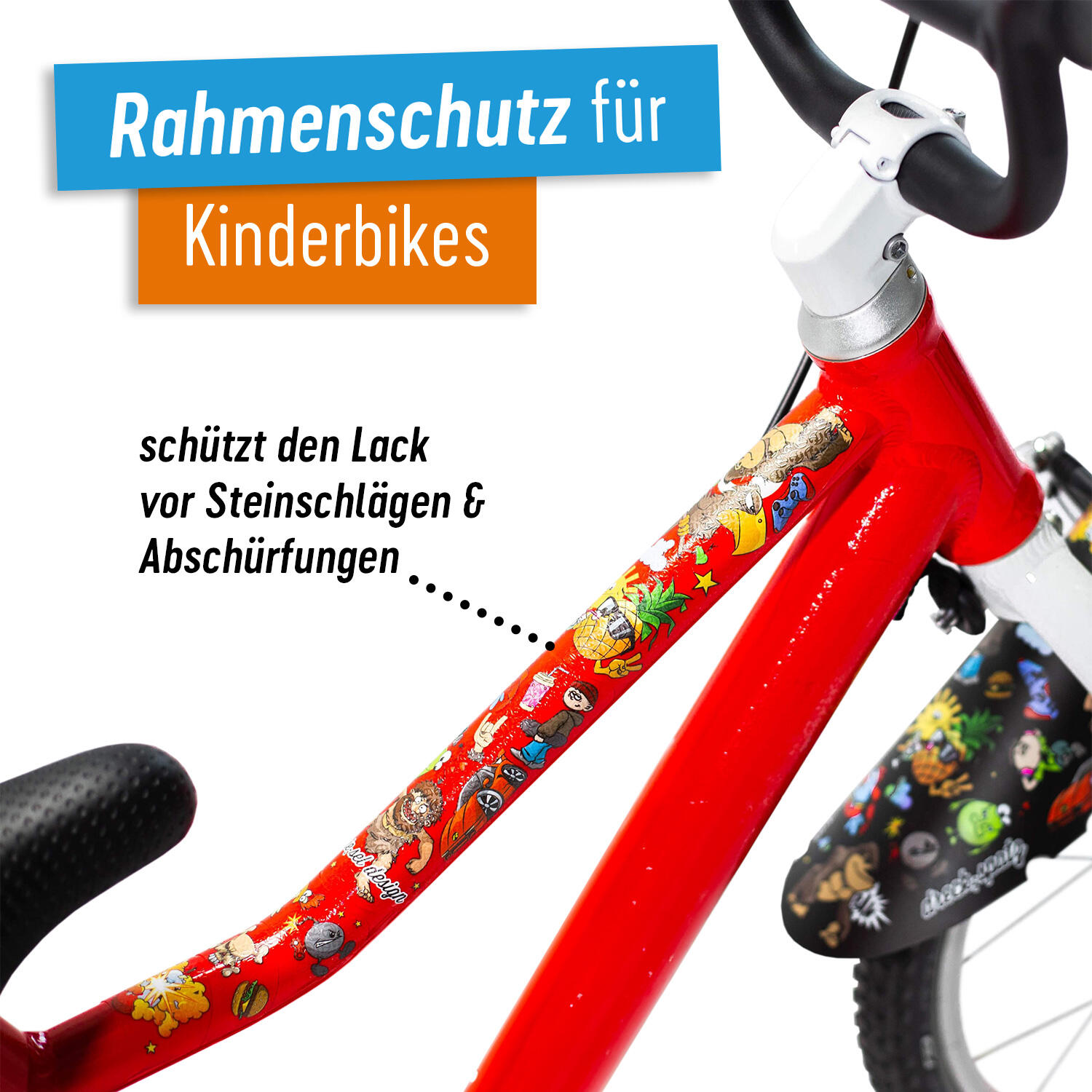 Aufkleber Schutzfolie Rahmenschutz für Kinderfahrräder 23-teilig 14'' - 18'' 3/7