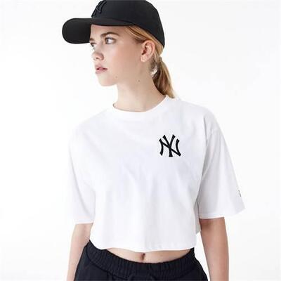 New era mlb t-shirt le crop tee neyyan whiblk vrouwen