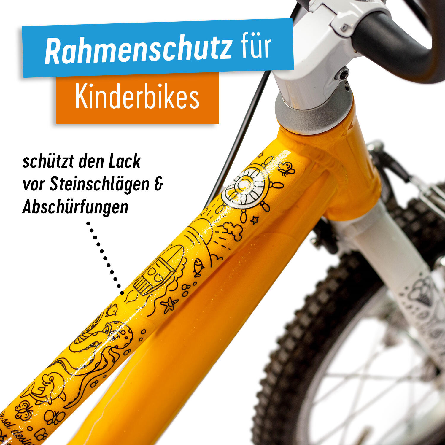 Aufkleber Schutzfolie Rahmenschutz für Kinderfahrräder 23-teilig 14'' - 18'' 3/7