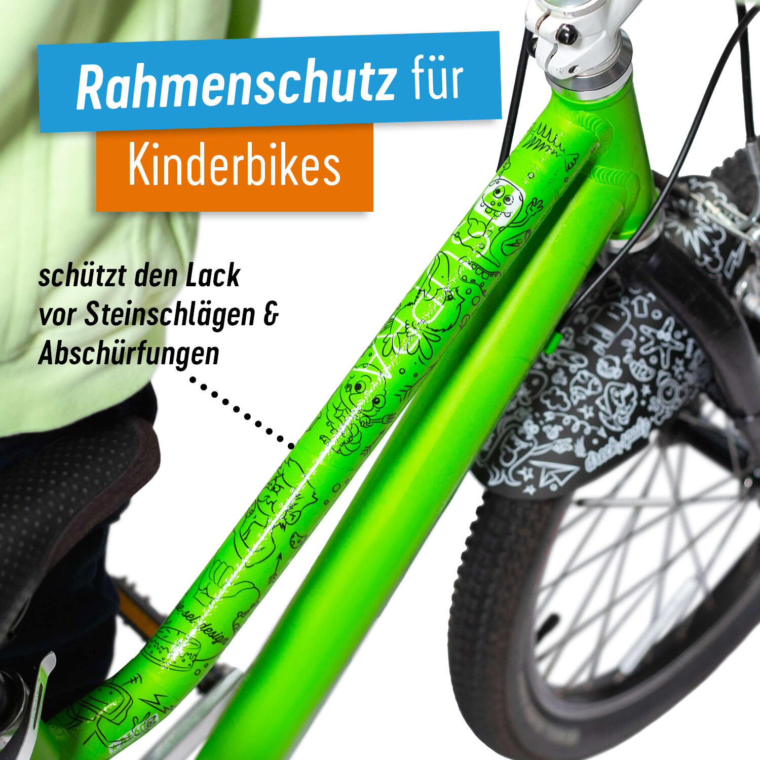 Aufkleber Schutzfolie Rahmenschutz für Kinderfahrräder 43-teilig 20'' - 26'' 3/7