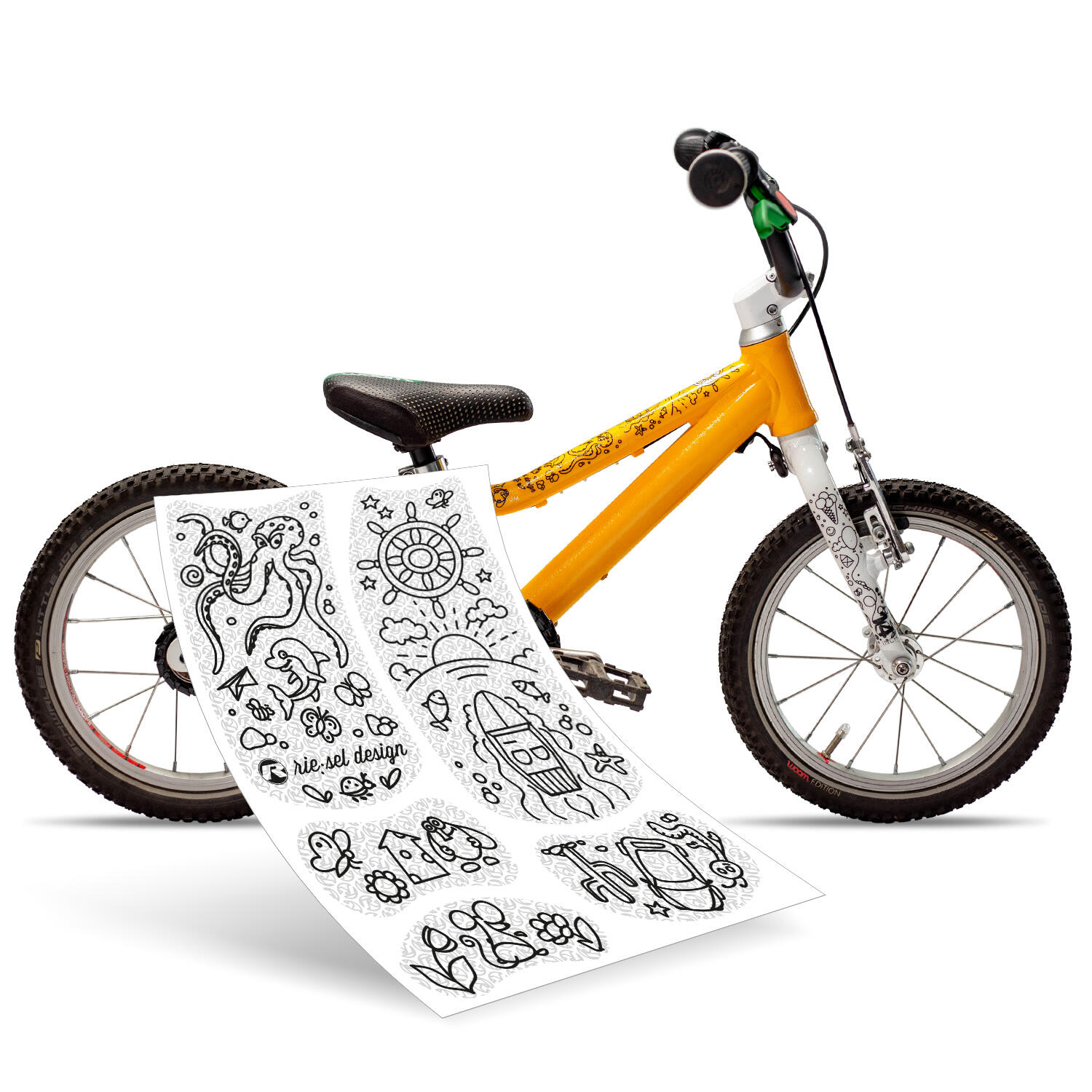 Aufkleber Schutzfolie Rahmenschutz für Kinderfahrräder 23-teilig 14'' - 18'' 1/7