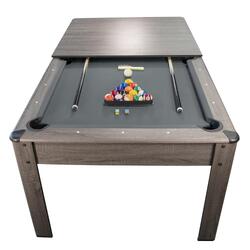 Billard Américain convertible en Table avec accessoires 6FT-206x116cm Gris