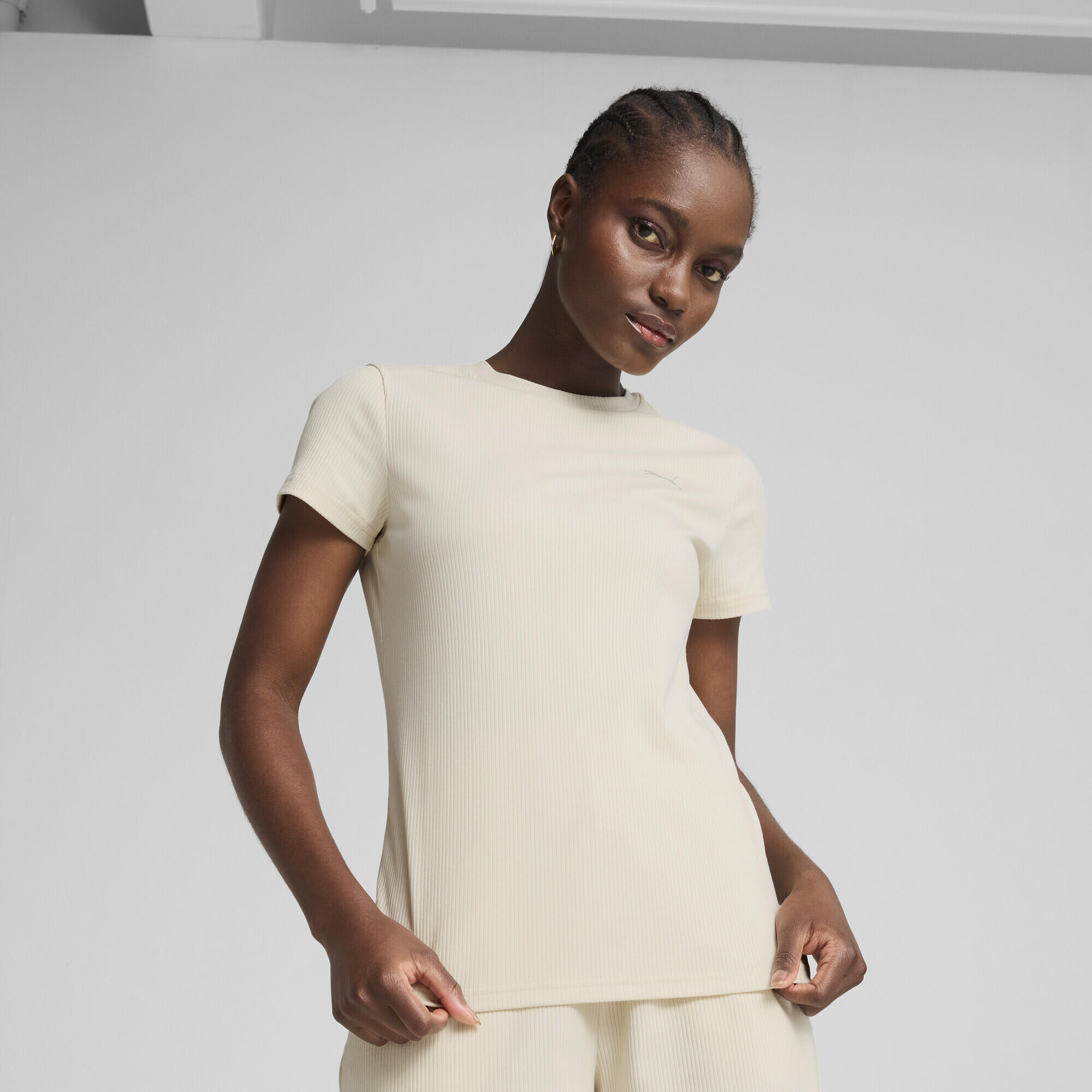 T-shirt côtelé ESS ELEVATED Femme PUMA Alpine Snow White 2/7