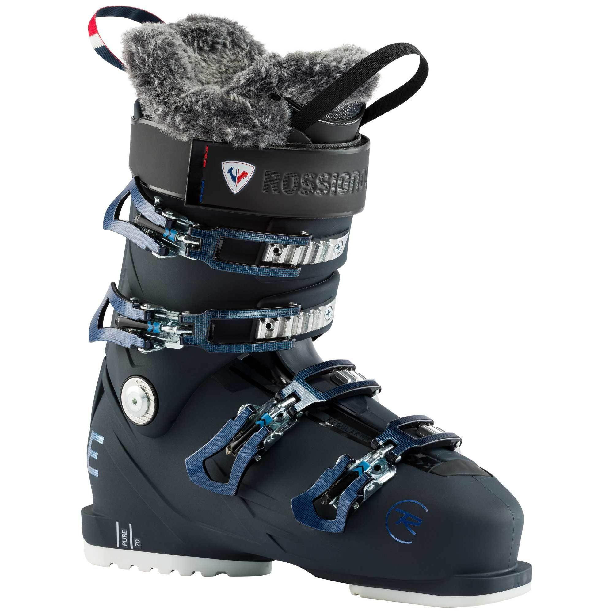 ROSSIGNOL Scarponi sci donna Pure 70 - Blu/Nero con Fodera Furry e Buckle
