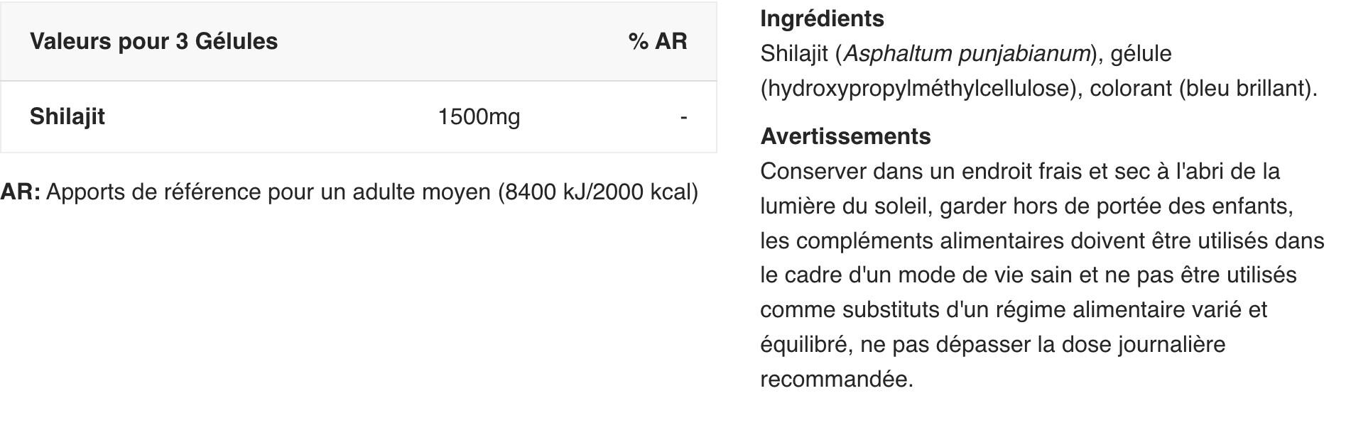 Super aliment - Shilajit - 90 Gélules 2/3