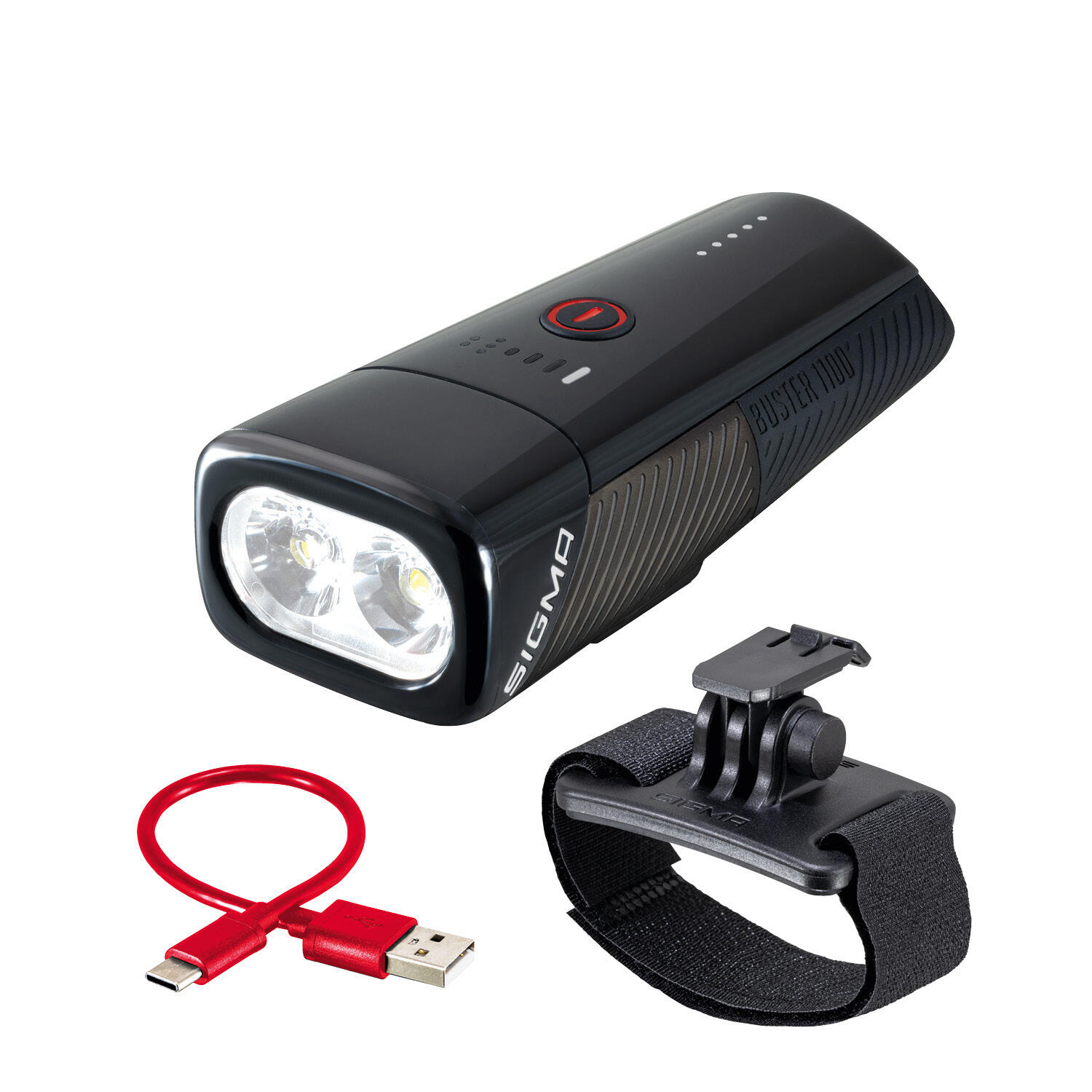 Sigma Buster 1100 LED Headlight with Helmet Holder - Li-ion Battery USB 7/7