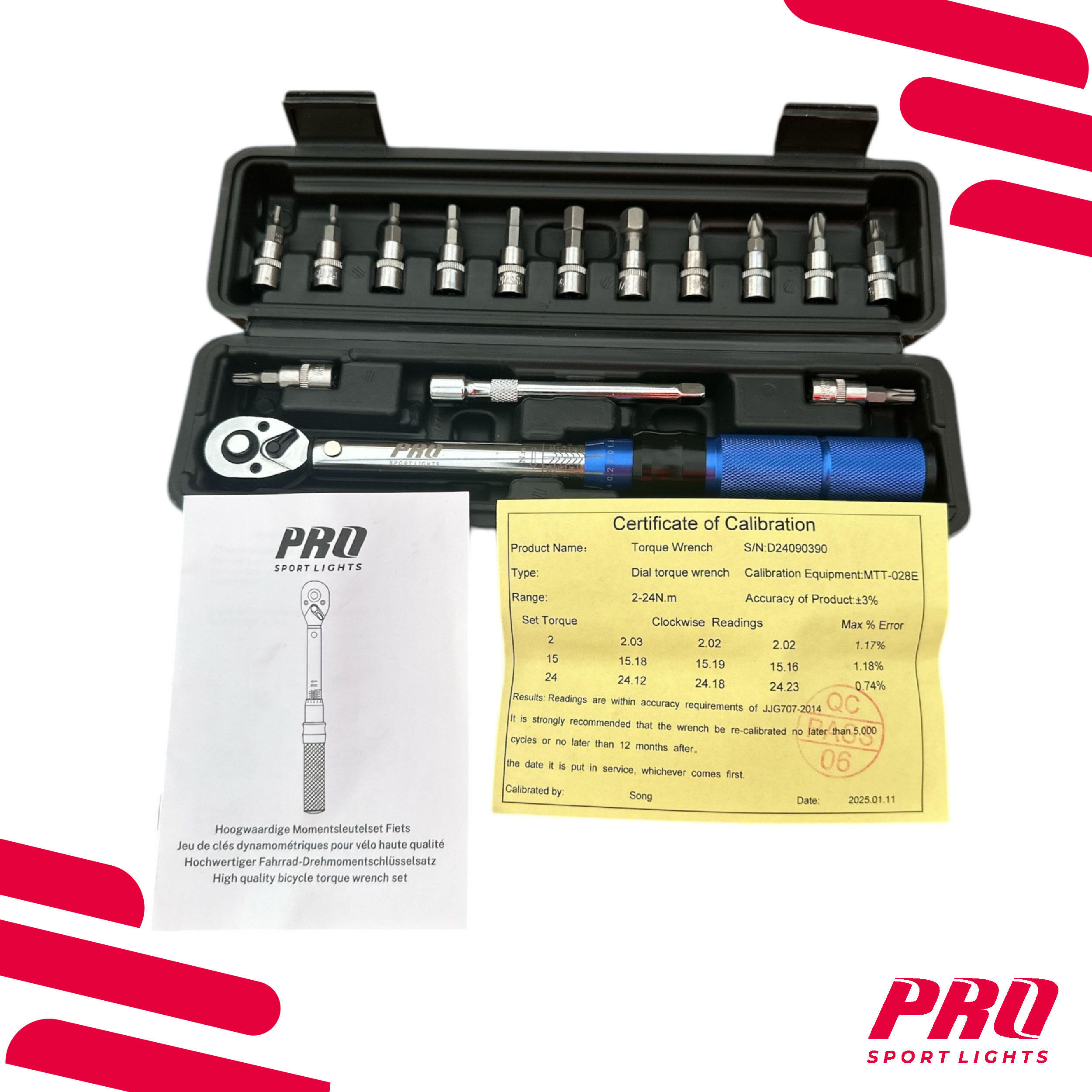 Momentsleutel Fietsgereedschap 1/4 - Fiets 2/24Nm - Draaimoment Sleutel 7/9