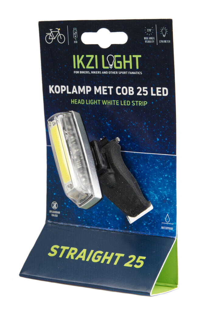 IkziLight Straight25 - Faro anteriore COB a striscia USB ricaricabile. 3/4