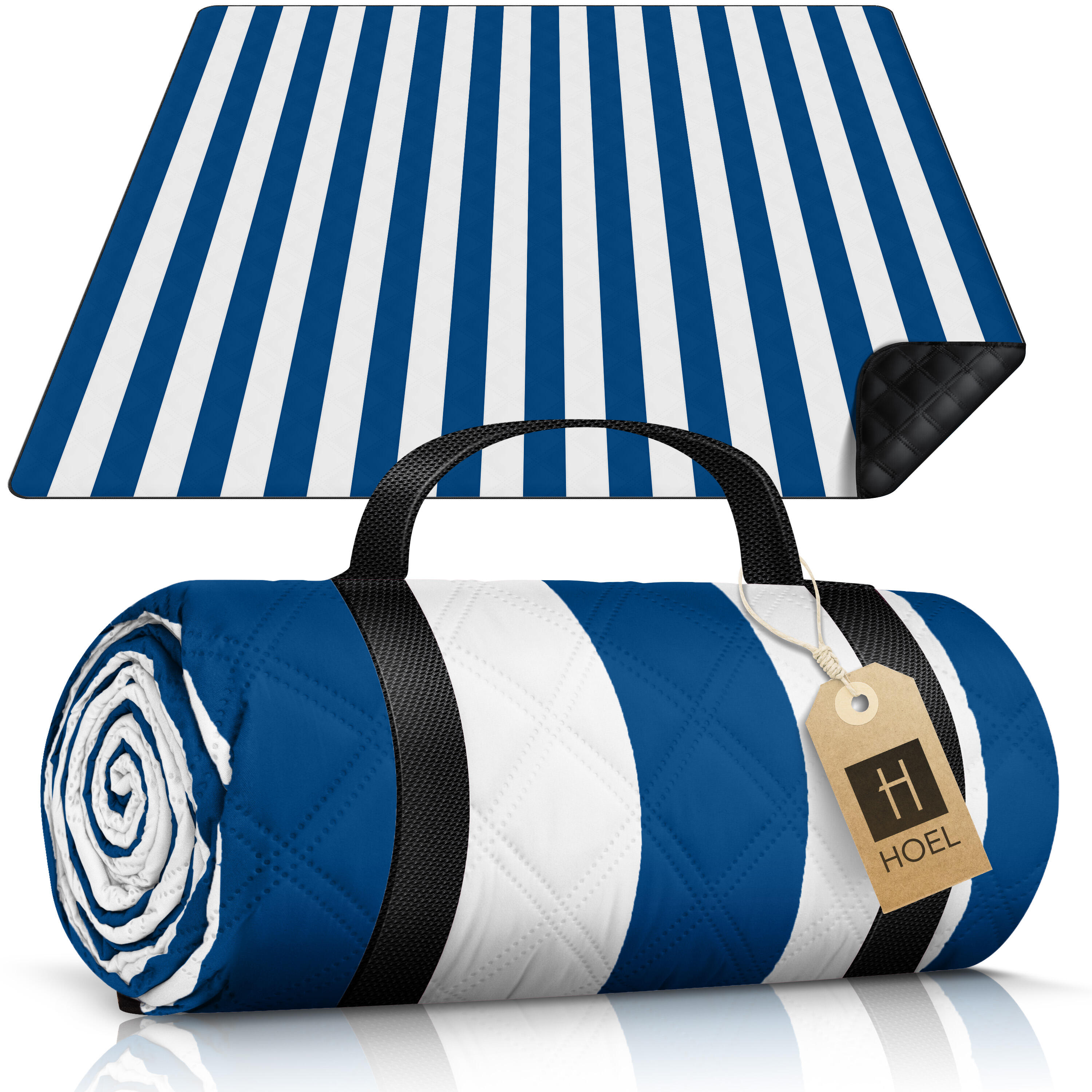 Coperta Da Picnic Impermeabile Gigante 200x200 Cm - Strisce Blu