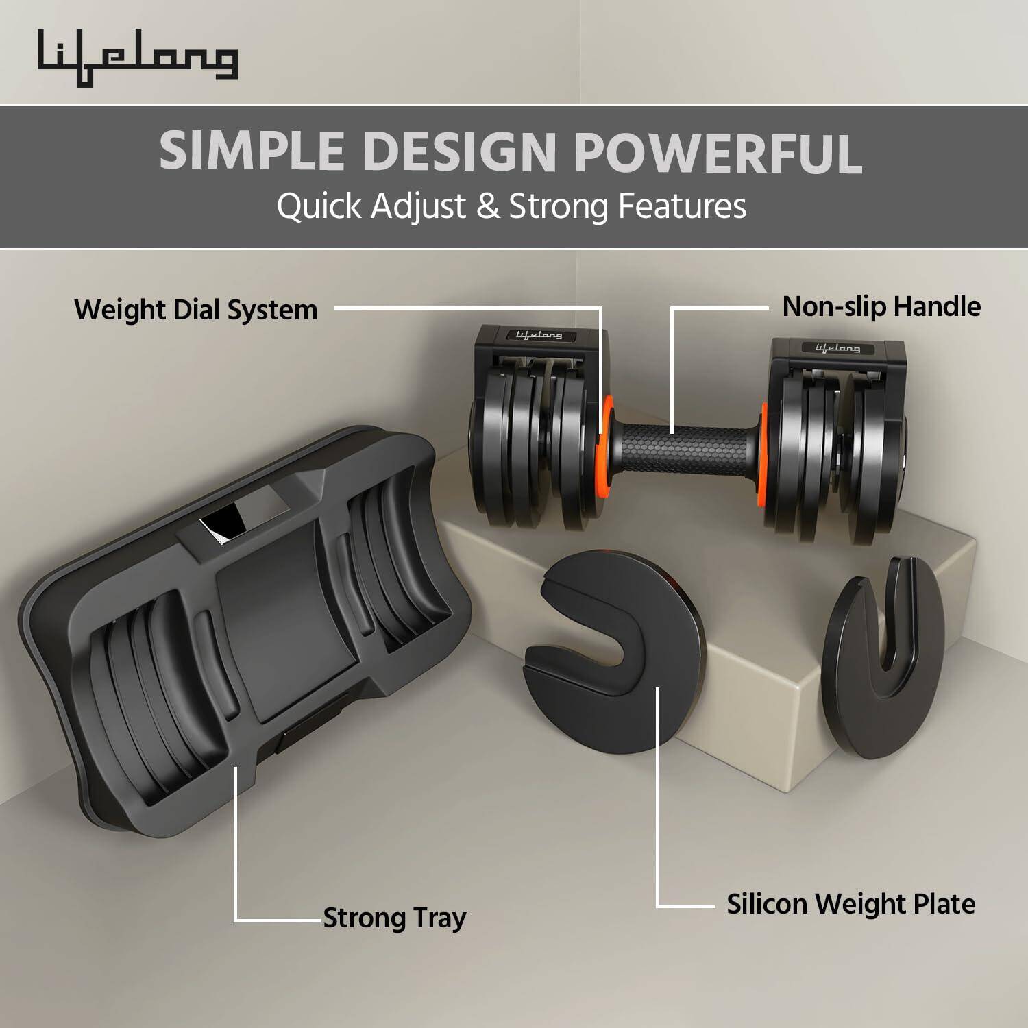 Lifelong Iron Single Adjustable Dumbbells Set For Men&Women|Home Gym Equipment For Fitness&Home Workout|Gym Dumbbells|Easy Weight Adjustment (2.5Kg To 12.5Kg)-Black, Llad02 -  4