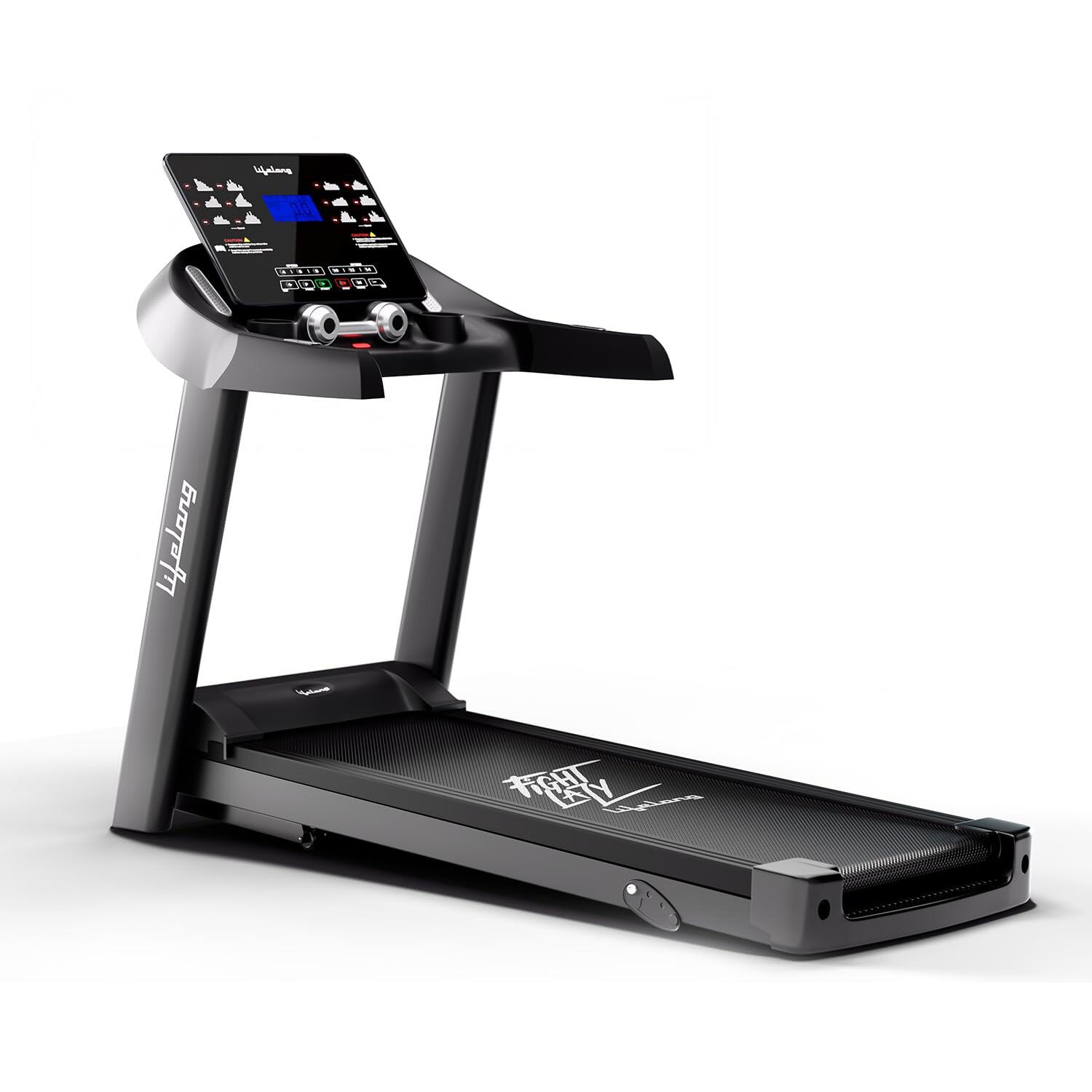 Lifelong Treadmill for Home Use - 4.5 HP Peak Motorized Foldable Treadmill, 3 Level Manual Incline with Max Running Speed 14 km/