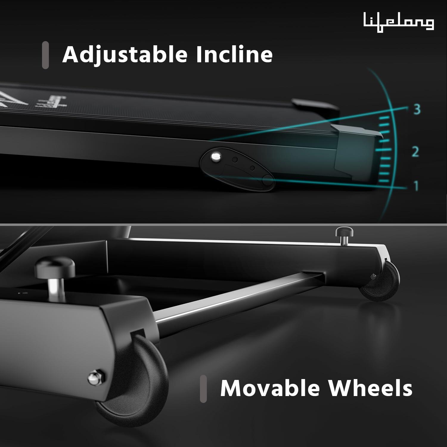 Lifelong Treadmill for Home Use - 4.5 HP Peak Motorized Foldable Treadmill, 3 Level Manual Incline with Max Running Speed 14 km/