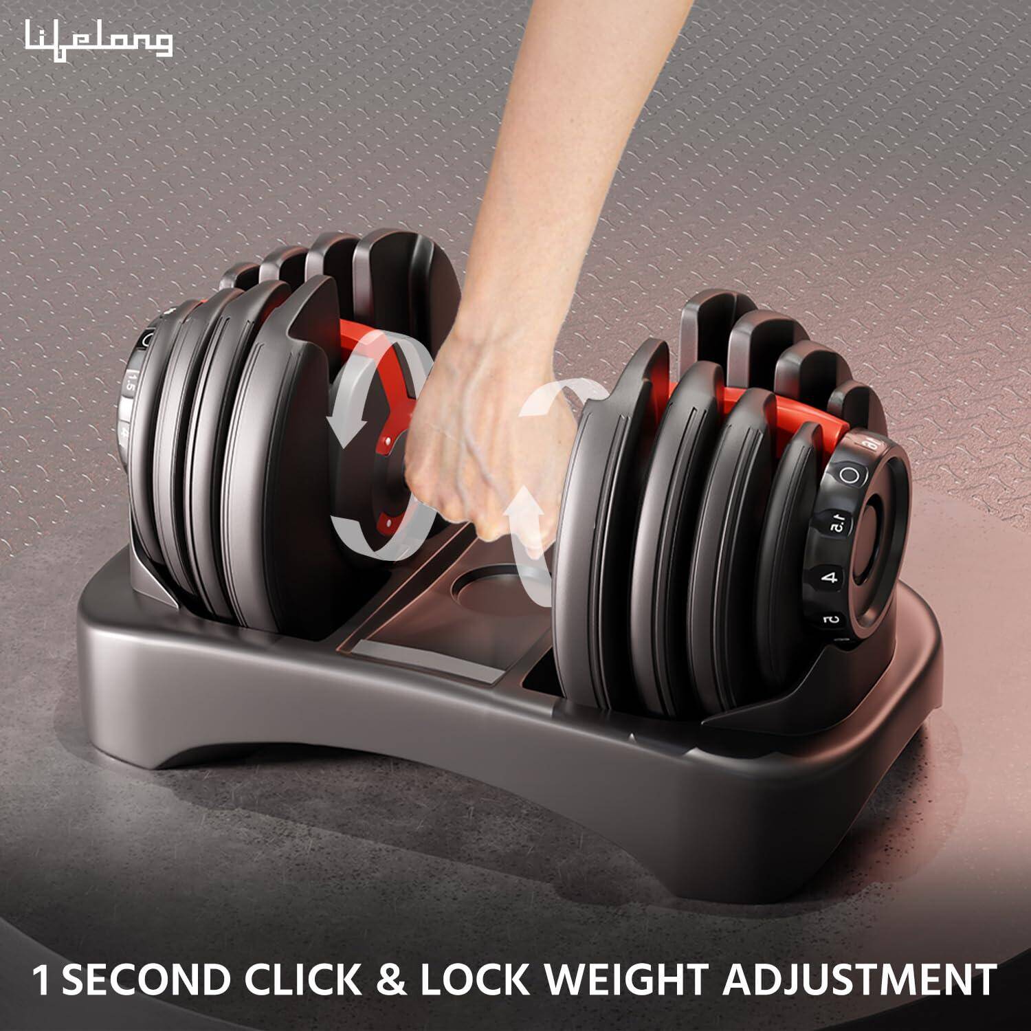 Lifelong Iron 3 In 1 Adjustable Dumbbell-1.5 Kg-18 Kg Weight Adjustment,2 Kg-19 Kg Barbell Extension,1 Kg-10 Kg Kettlebell-Easy Adjustments-Fitness Workout Home Gym Equipment For Men&Women,Black -  4