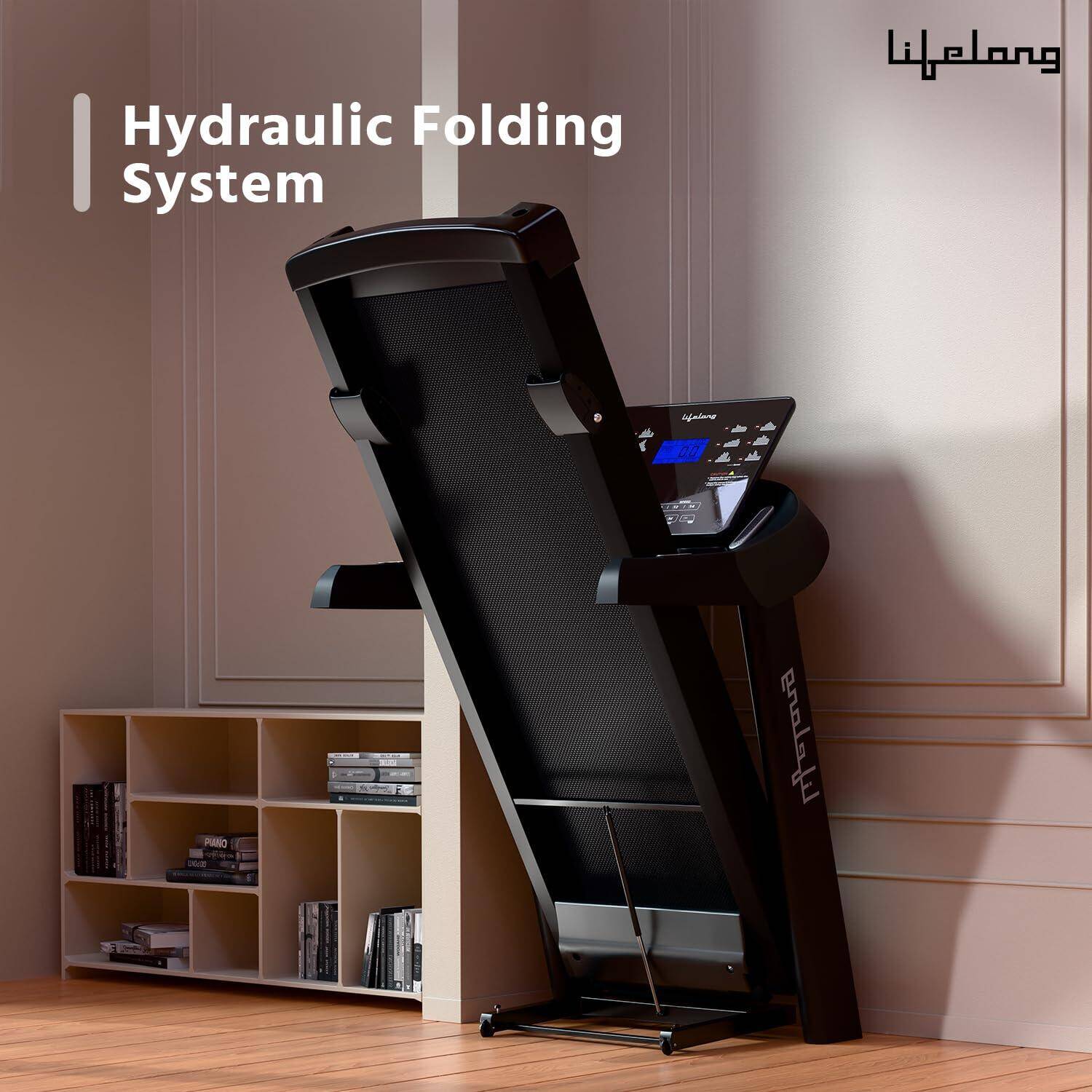Lifelong Treadmill for Home Use - 4.5 HP Peak Motorized Foldable Treadmill, 3 Level Manual Incline with Max Running Speed 14 km/ -  5