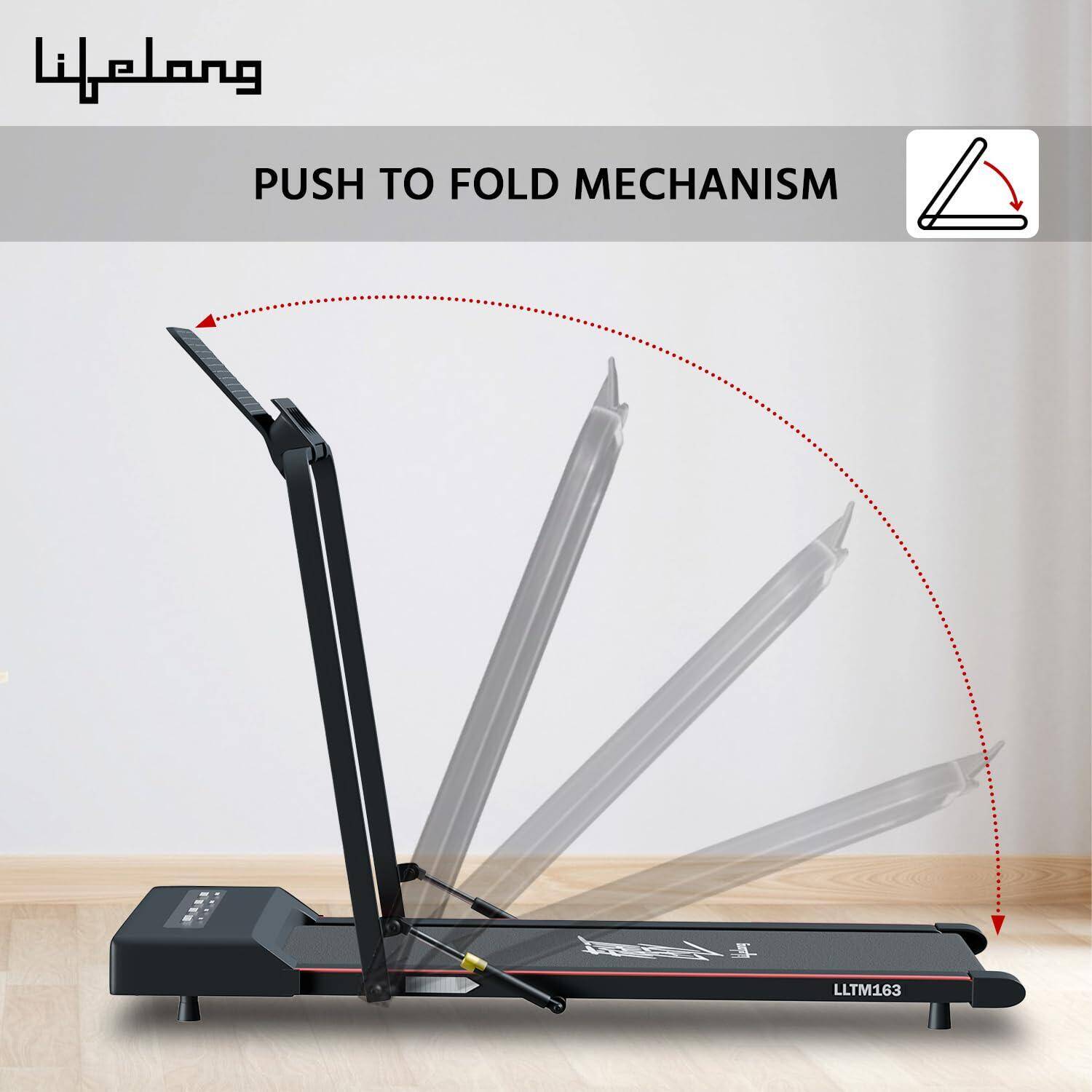 Lifelong Walking Pad Treadmill for Home 2.5Hp Peak Dc Motor- Foldable Under Desk Treadmill-Walking Machine at 8Km/Hr Speed with  -  2
