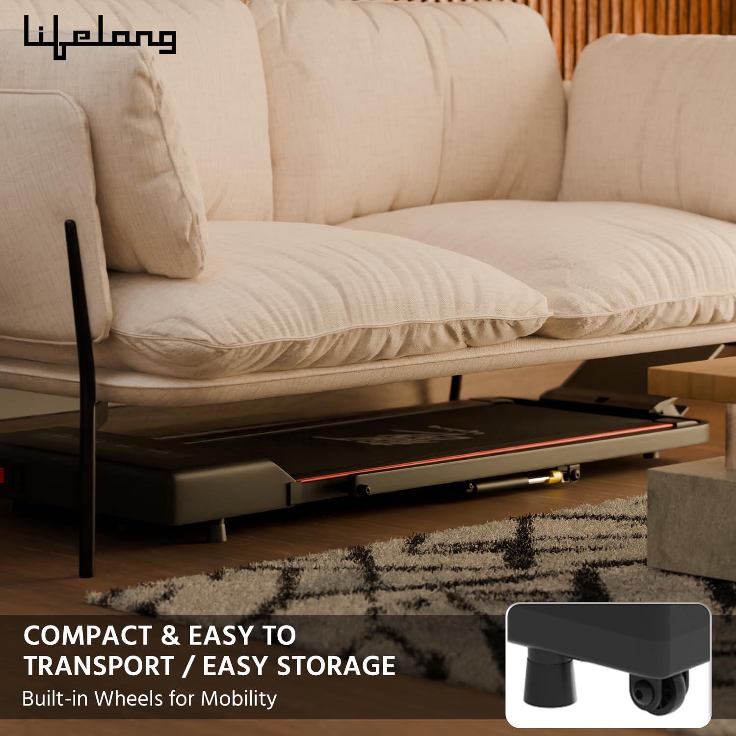 Lifelong Walking Pad Treadmill for Home 2.5Hp Peak Dc Motor- Foldable Under Desk Treadmill-Walking Machine at 8Km/Hr Speed with 