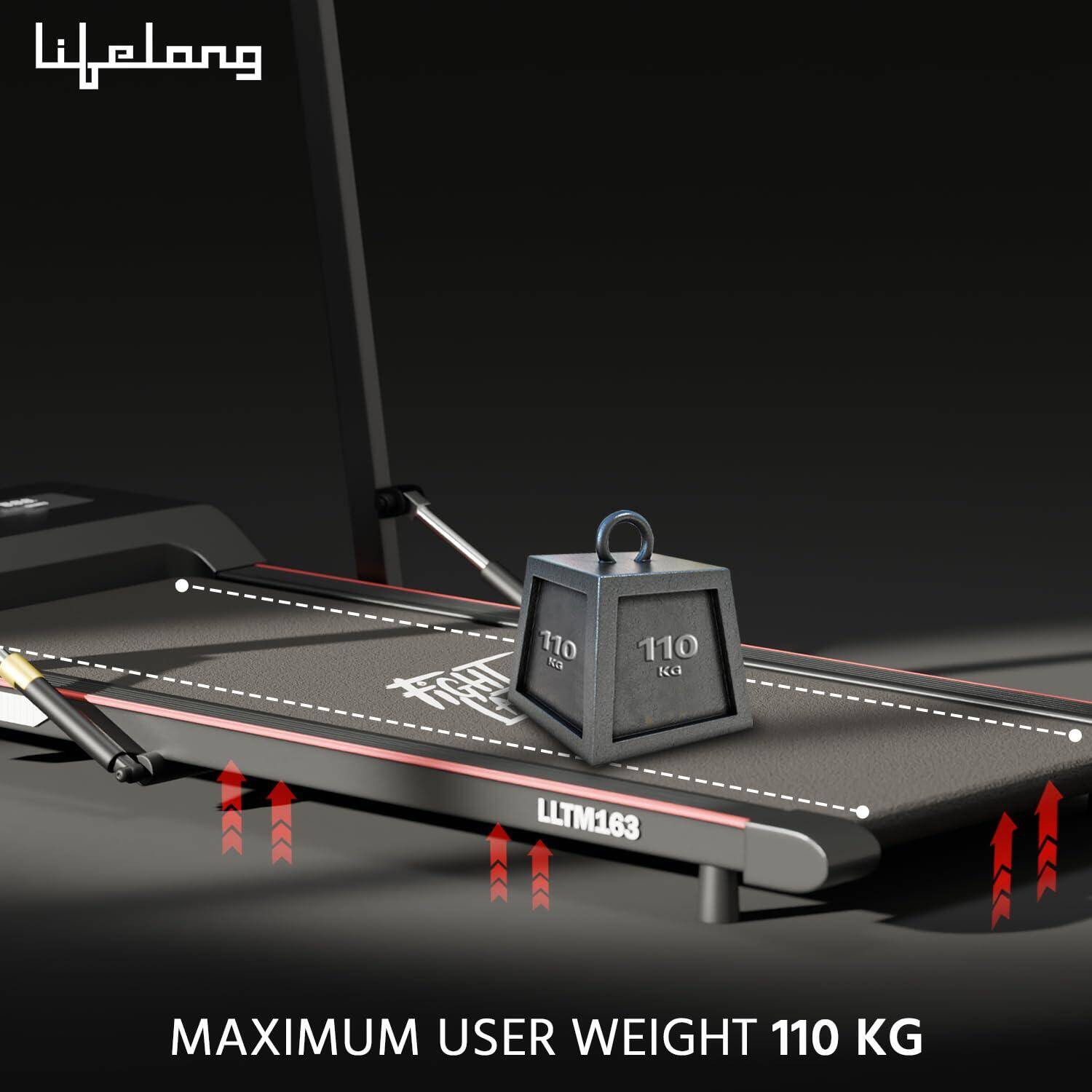 Lifelong Walking Pad Treadmill for Home 2.5Hp Peak Dc Motor- Foldable Under Desk Treadmill-Walking Machine at 8Km/Hr Speed with  -  5
