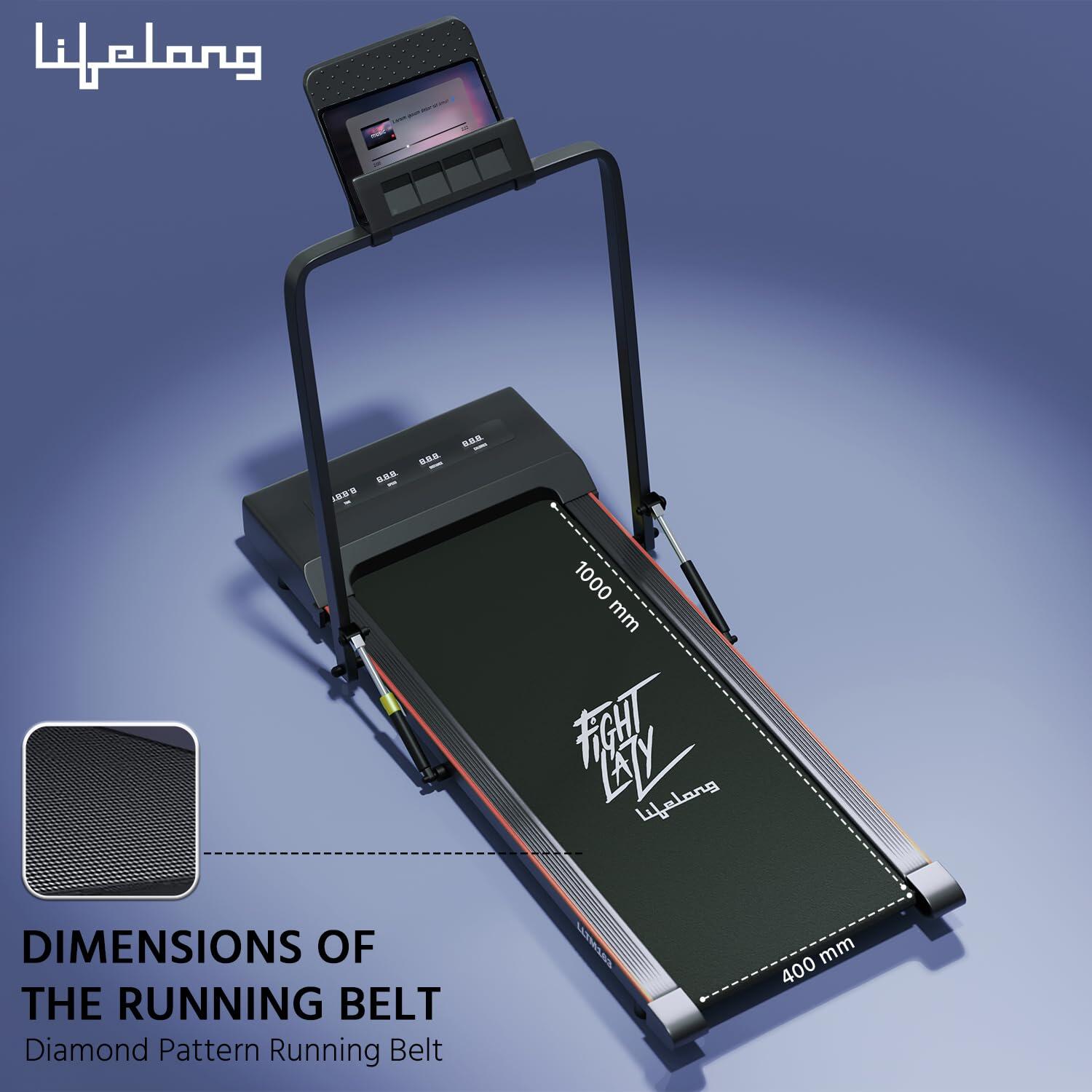 Lifelong Walking Pad Treadmill for Home 2.5Hp Peak Dc Motor- Foldable Under Desk Treadmill-Walking Machine at 8Km/Hr Speed with 