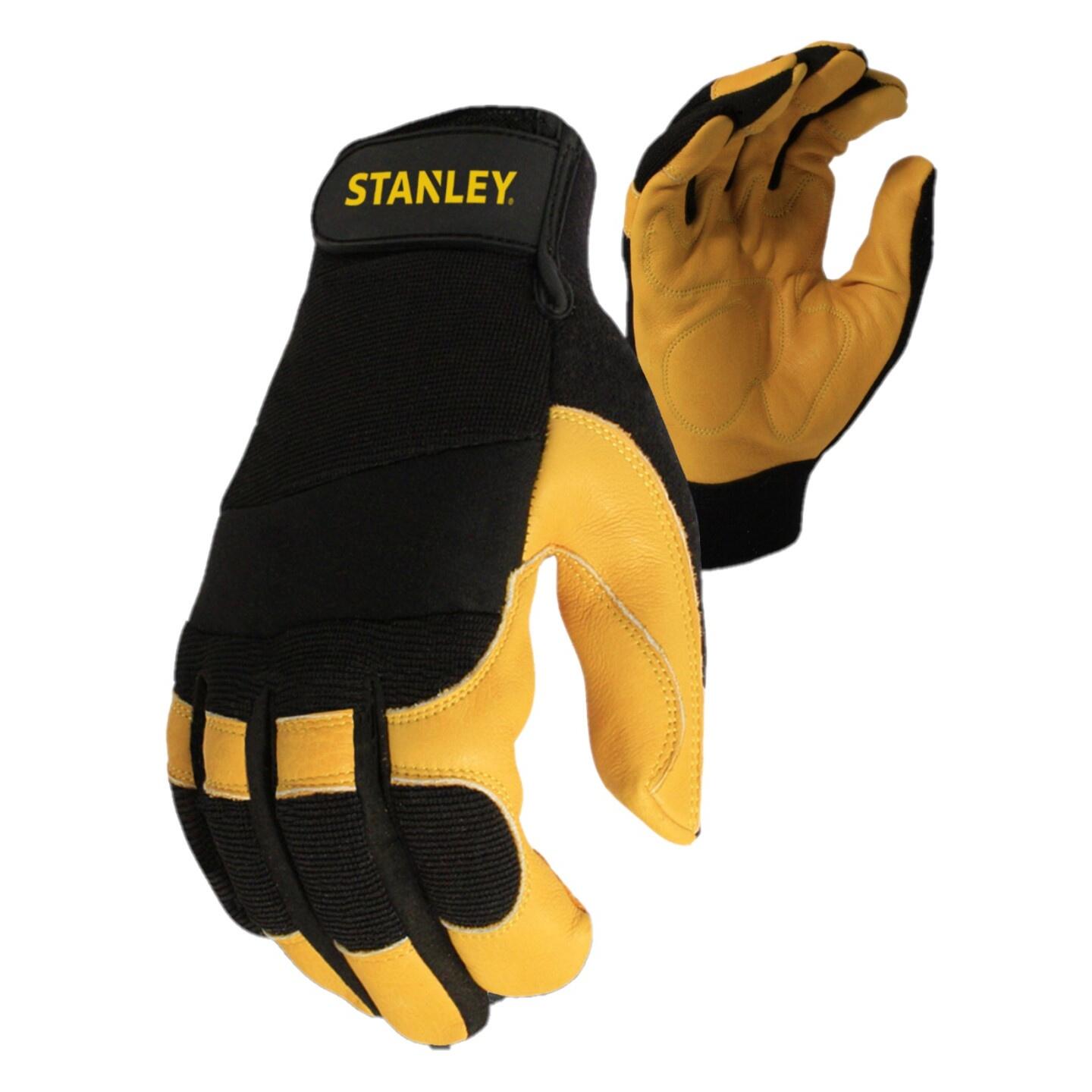 STANLEY Unisex Adult Hybrid Performance Leather Safety Gloves (Black/Yellow)