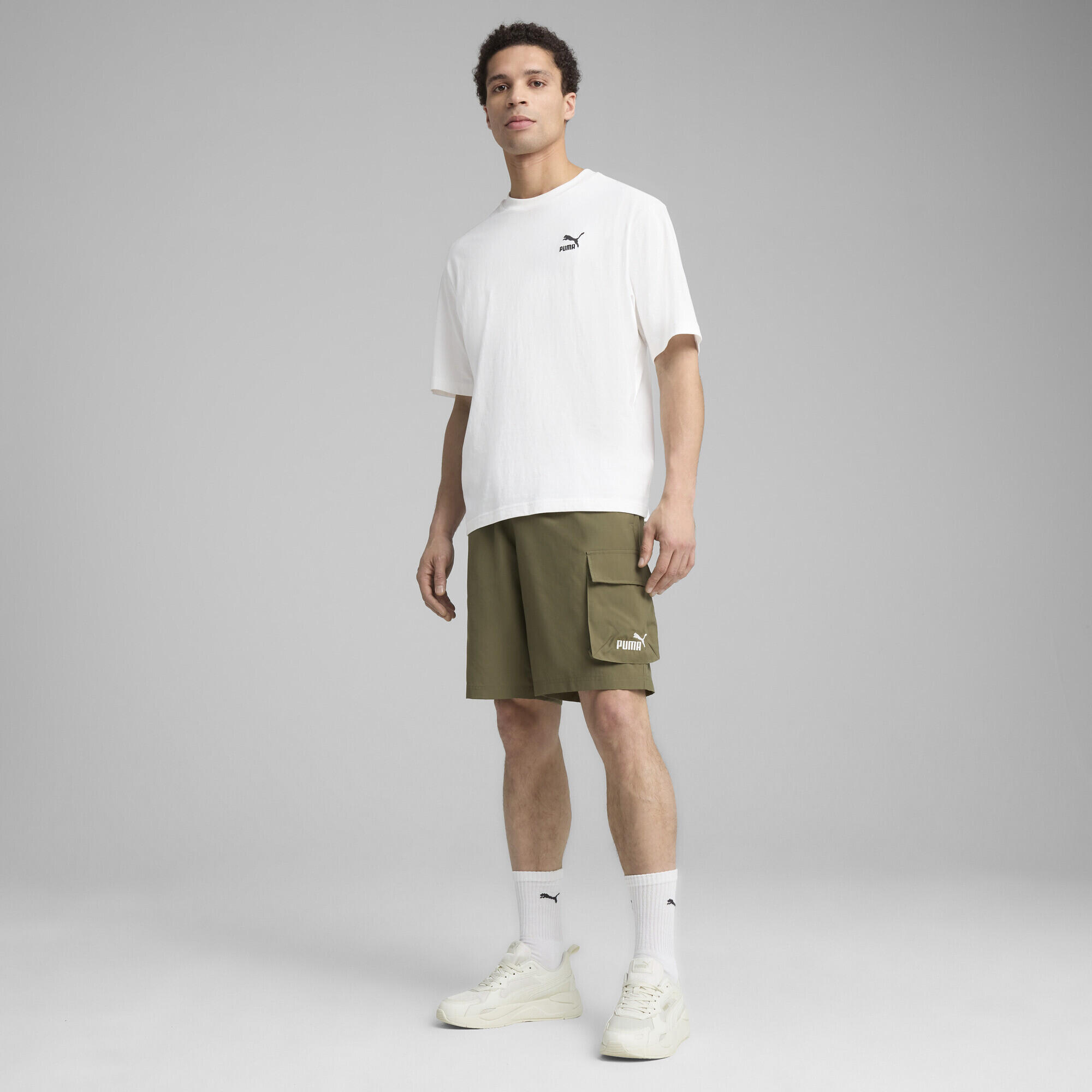 Shorts cargo in tessuto Essentials con logo N. 1 da 9" da uomo PUMA Loden Green 5/7
