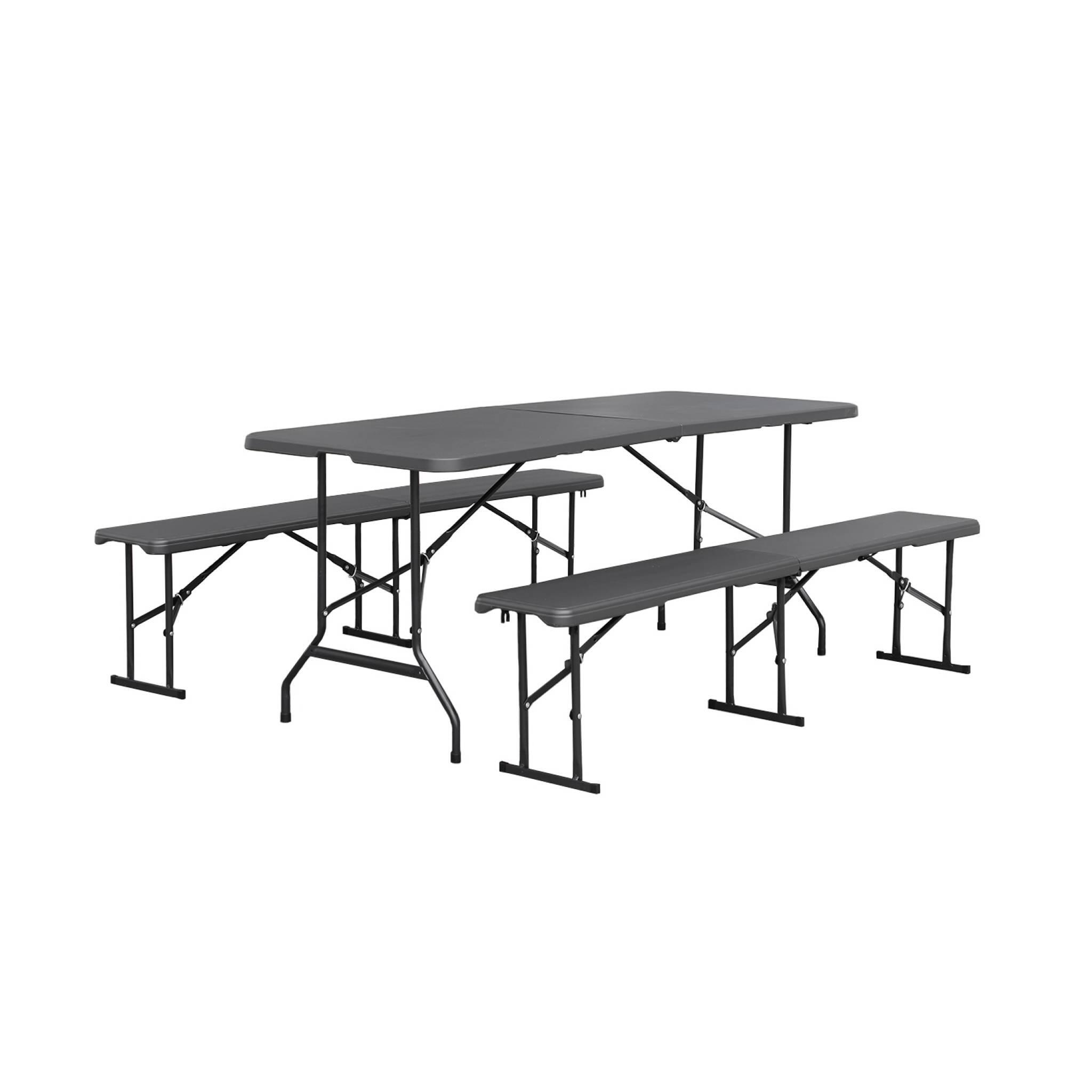 Sweeek - Set De Table Et Bancs De Réception, Gris Foncé | Sweeek - Table De Camping - Gris - No Size - Decathlon