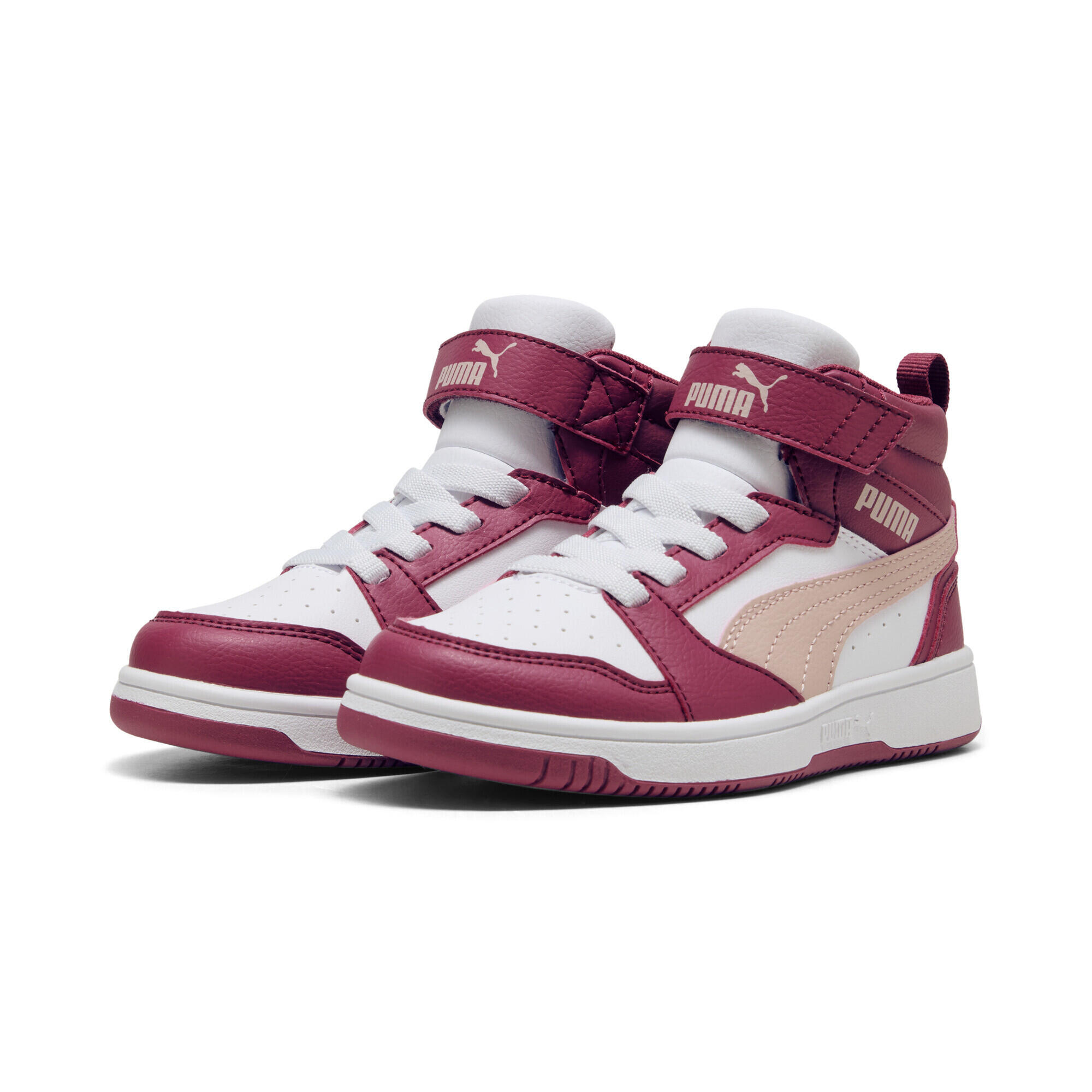 Rebound V6 Mid Sneakers Kinder PUMA Port Rose Quartz White Red Pink 2/7