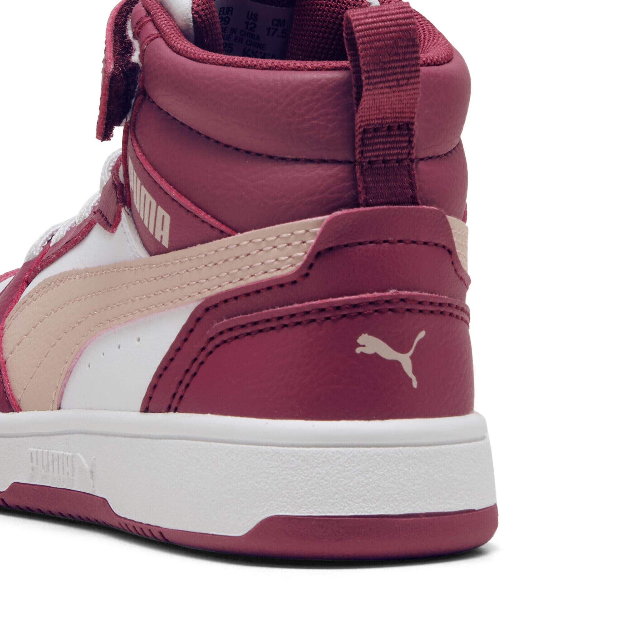 Rebound V6 Mid Sneakers Kinder PUMA Port Rose Quartz White Red Pink 4/7