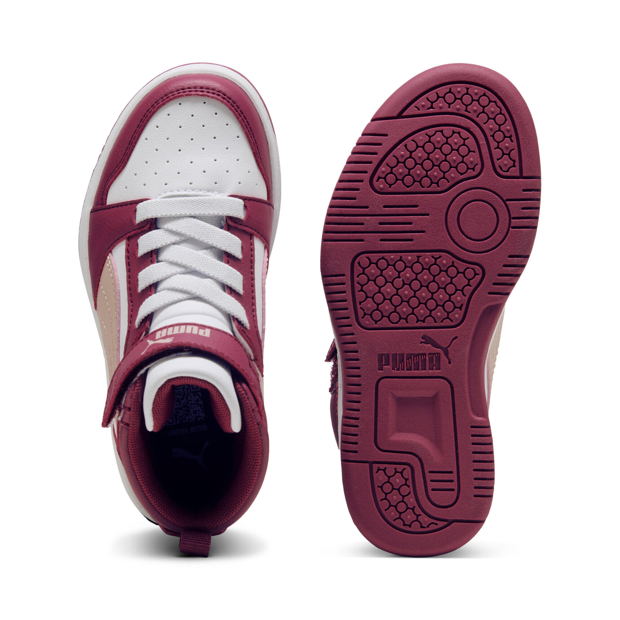 Rebound V6 Mid Sneakers Kinder PUMA Port Rose Quartz White Red Pink 6/7