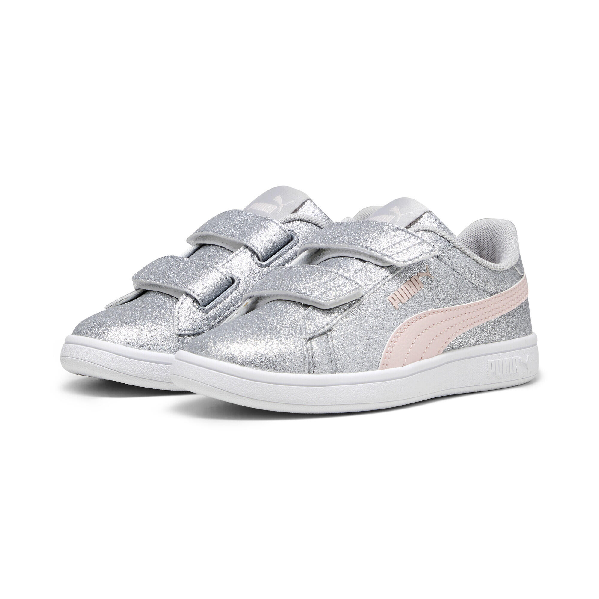 PUMA Galochas infantil Smash 3.0 Glitz Glam PUMA Glacial Gray Frosty Pink