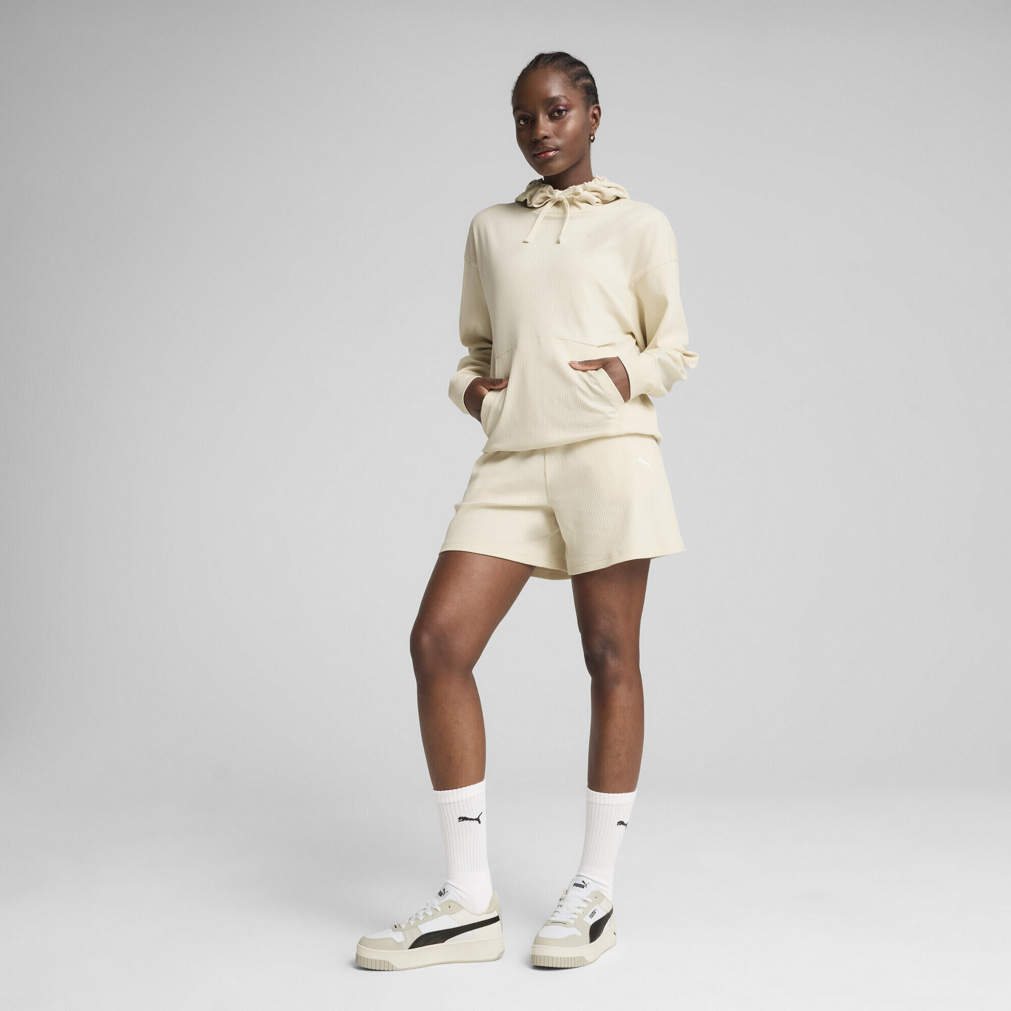 Hoodie côtelé confort ESS ELEVATED Femme PUMA Alpine Snow White 4/7