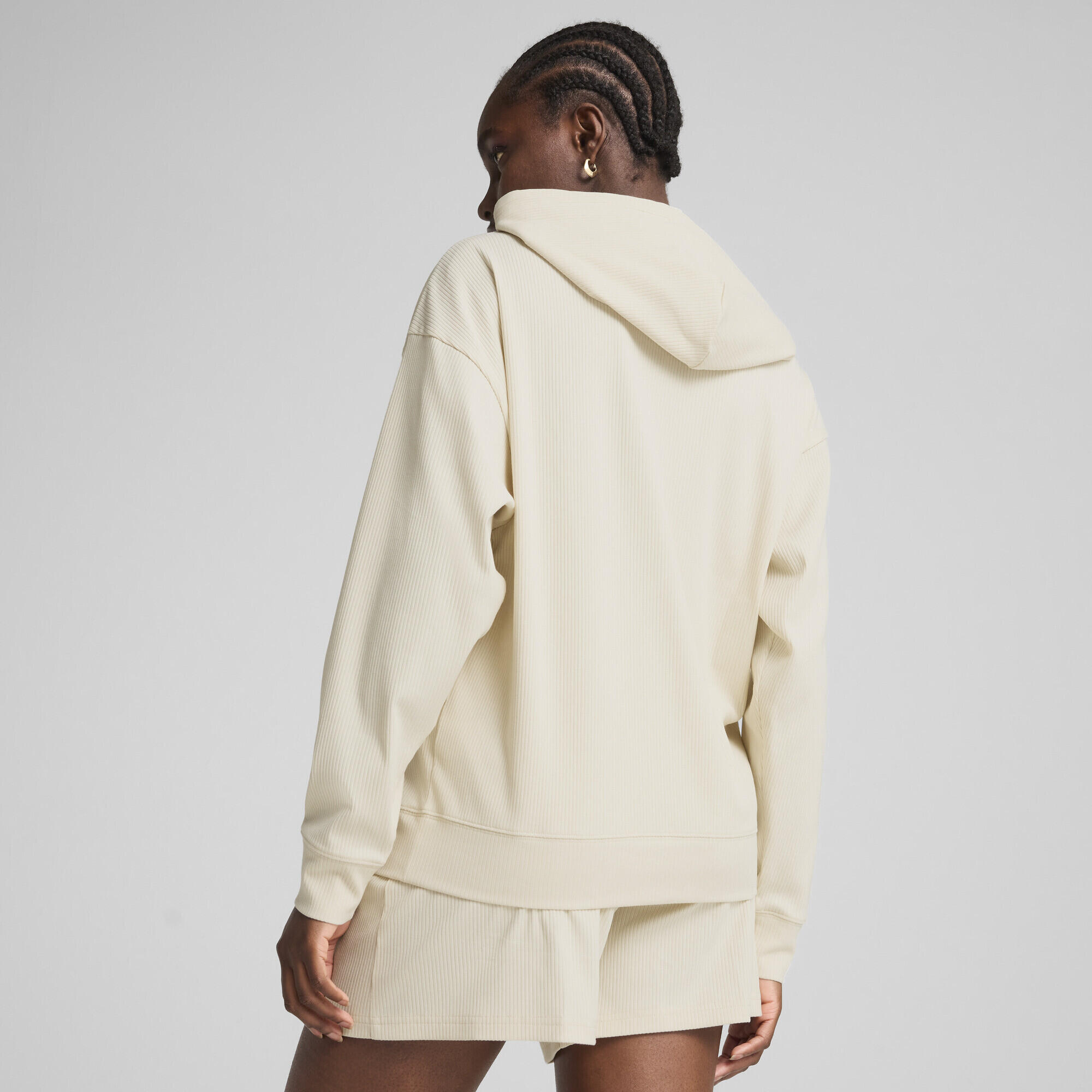 Hoodie côtelé confort ESS ELEVATED Femme PUMA Alpine Snow White 5/7