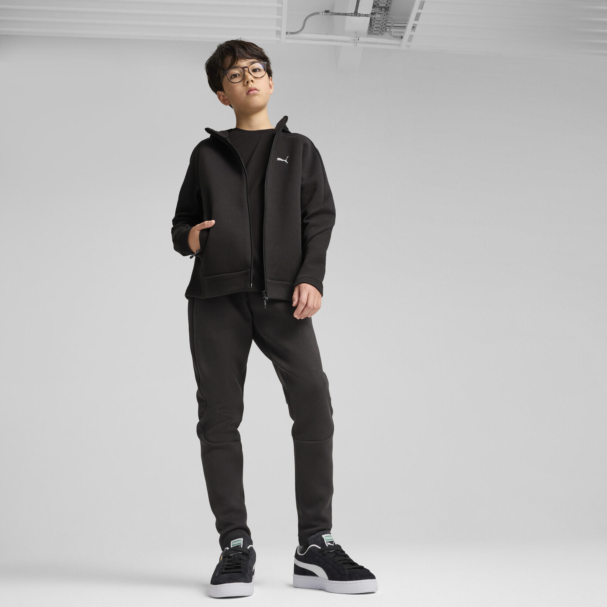 Felpa con cappuccio e zip integrale EVOSTRIPE per ragazzi PUMA Black 4/7