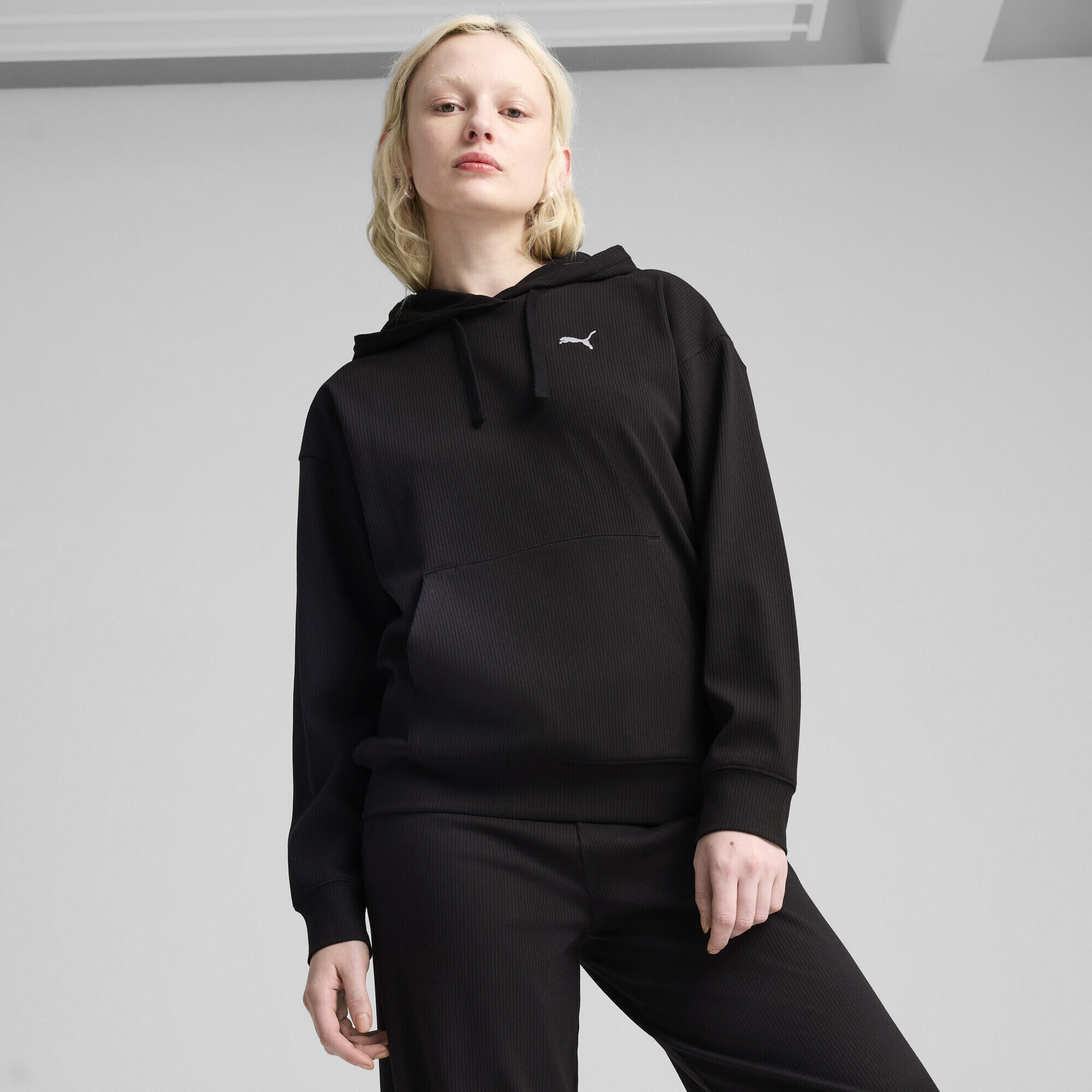 Hoodie côtelé confort ESS ELEVATED Femme PUMA Black 2/7