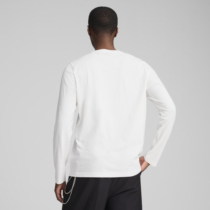 Męska koszulka Essentials z logo No. 1 i długim rękawem PUMA White