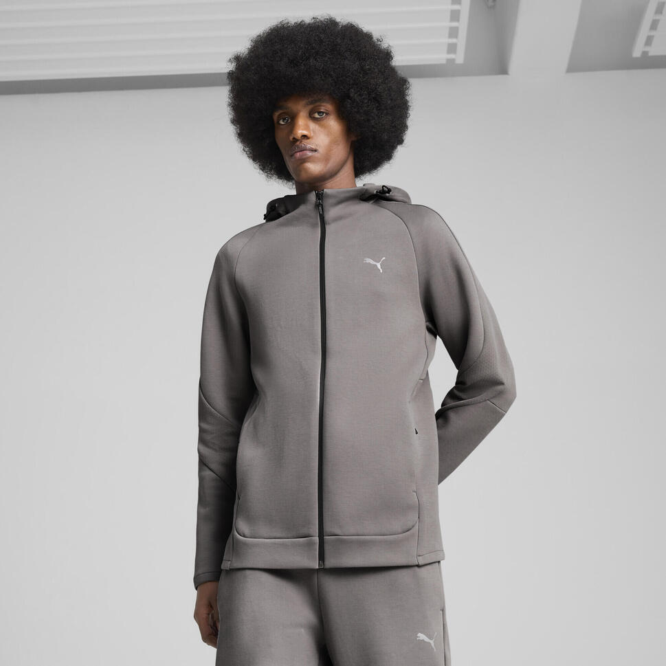 Męska rozpinana bluza z kapturem EVOSTRIPE PUMA Cast Iron Gray
