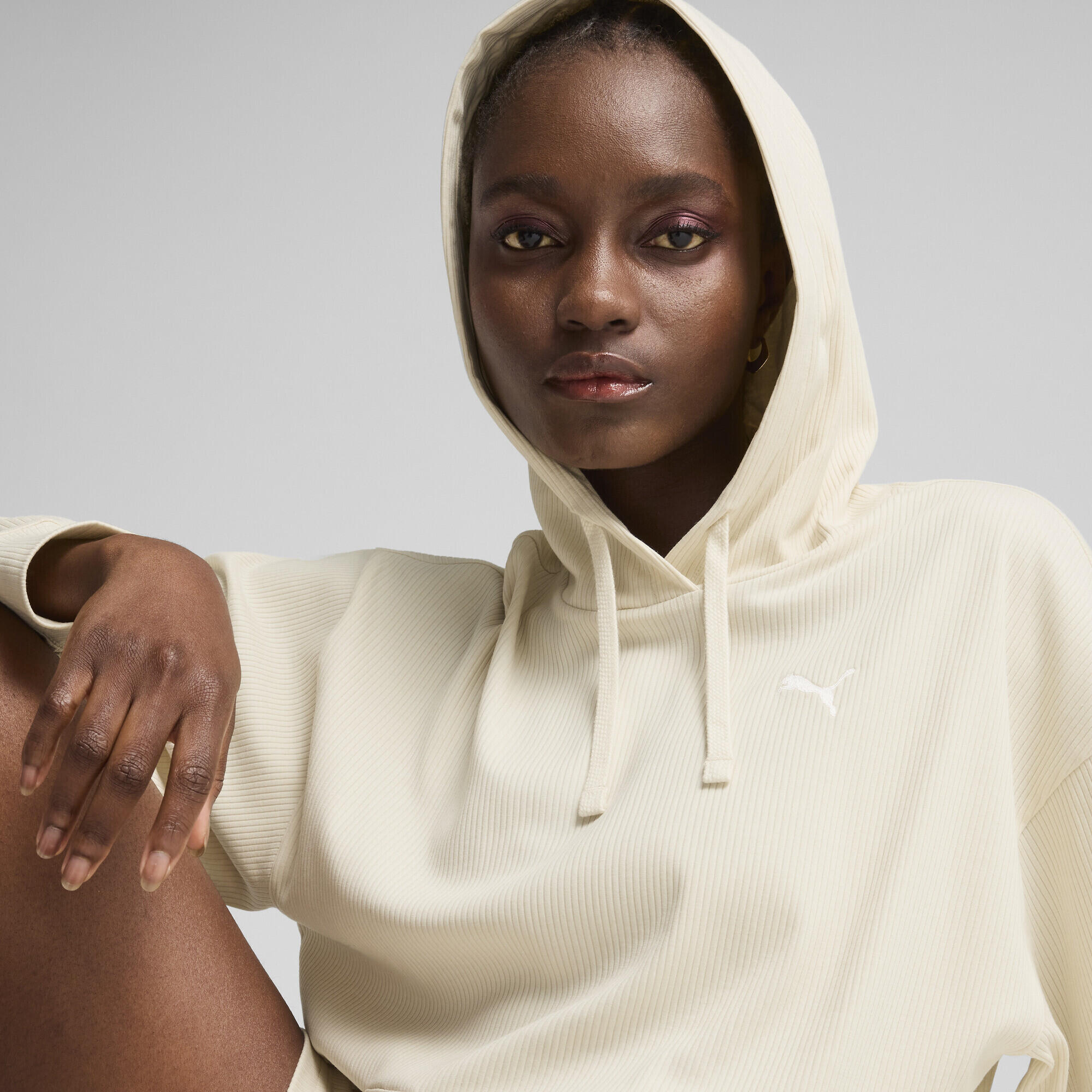 Hoodie côtelé confort ESS ELEVATED Femme PUMA Alpine Snow White 3/7