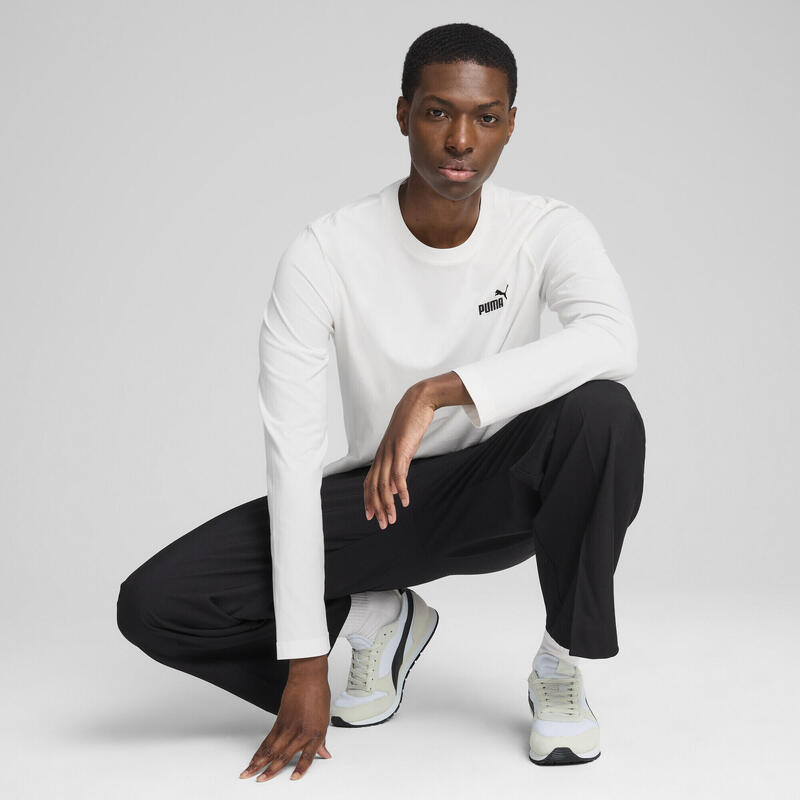 Męska koszulka Essentials z logo No. 1 i długim rękawem PUMA White
