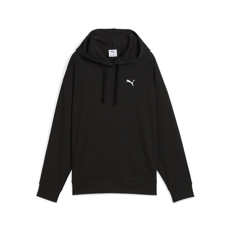 Damska wygodna prążkowana bluza z kapturem ESS ELEVATED PUMA Black