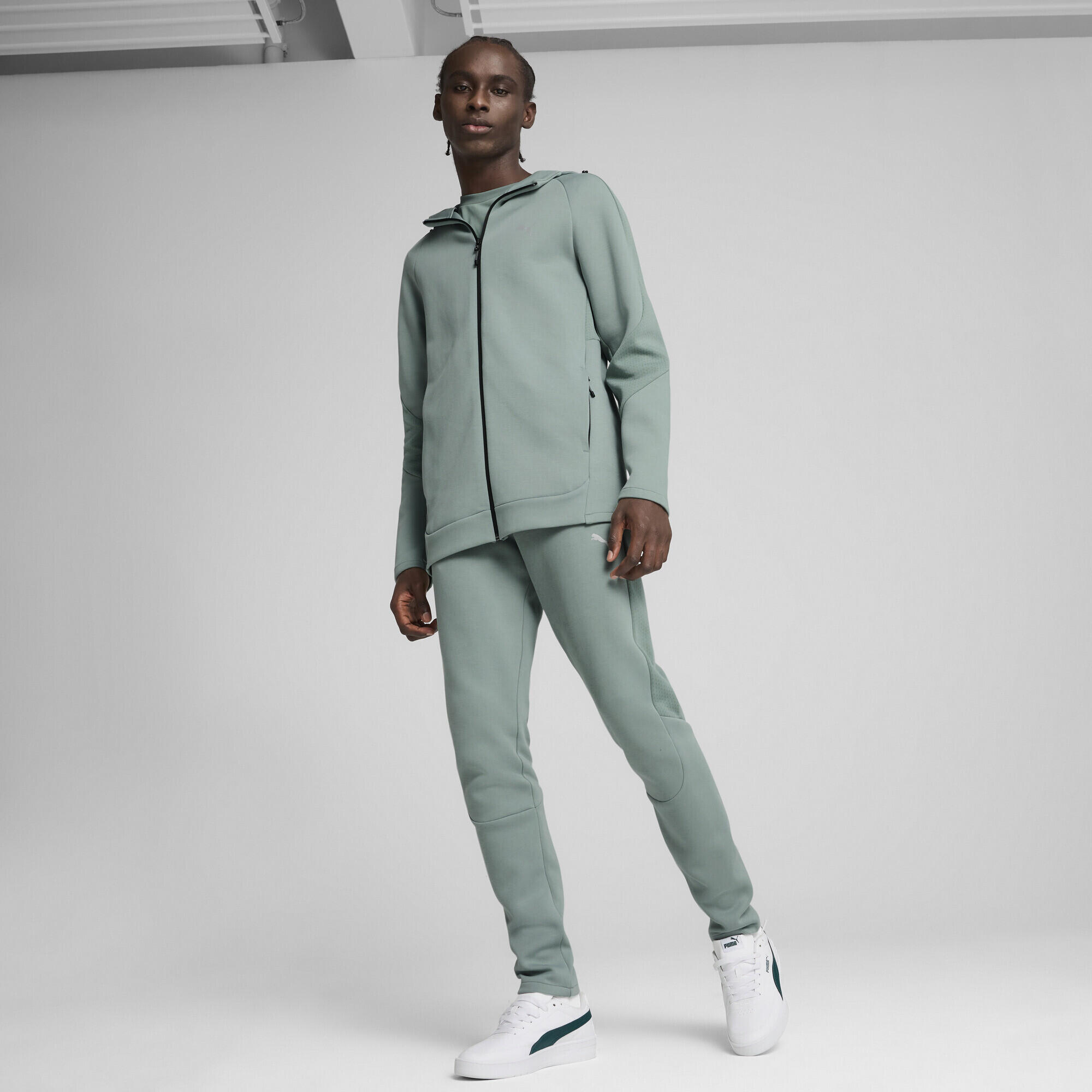 Felpa con zip integrale e cappuccio EVOSTRIPE da uomo PUMA Green Moon 4/7