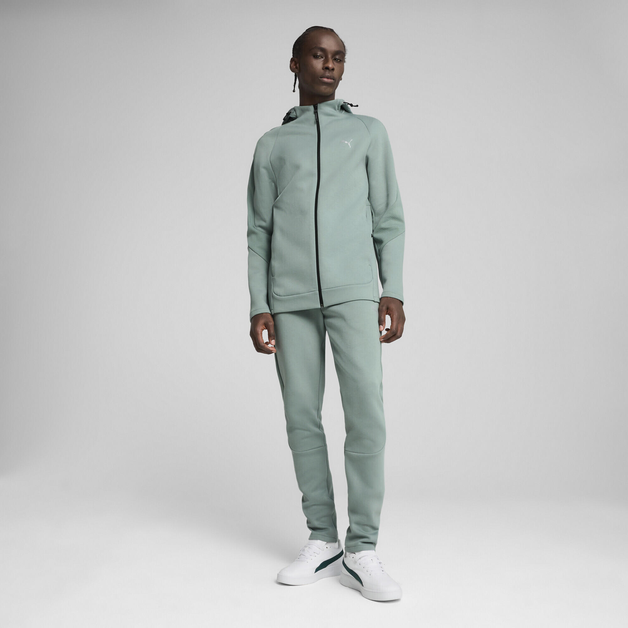 Felpa con zip integrale e cappuccio EVOSTRIPE da uomo PUMA Green Moon 6/7