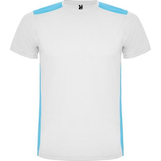 Tshirt Sport DETROIT Enfant (Blanc / Turquoise Vif)