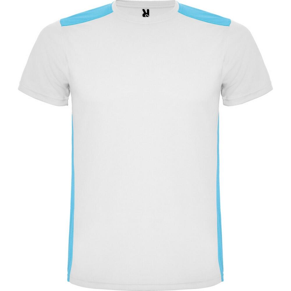 Roly - Tshirt Detroit Enfant (blanc / Turquoise Vif) - T-shirt Manches Courtes - Blanc|bleu - 10 À 12 Ans - Decathlon