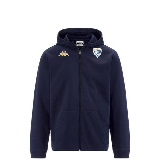 Felpa con cappuccio e zip da uomo in cotone blu da calcio