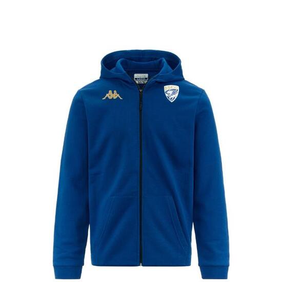 Felpa con cappuccio e zip da uomo in cotone blu da calcio