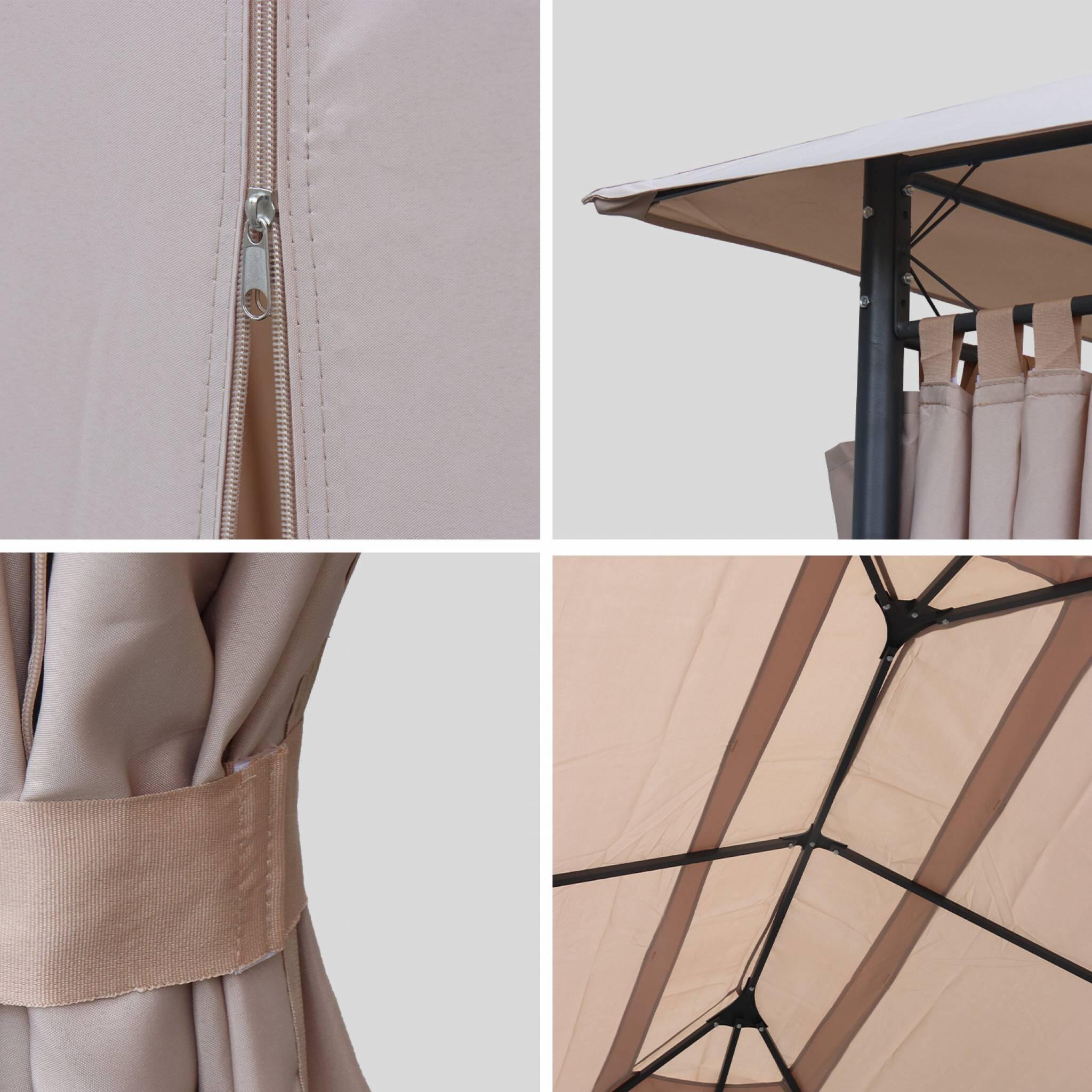 Tonnelle 3x4 m - Divio, Pergola avec rideaux  | sweeek 4/5