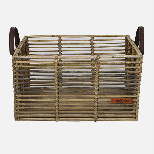 Cesta de Caja Vertical Estrecha L con Asas de Cuero 2/2