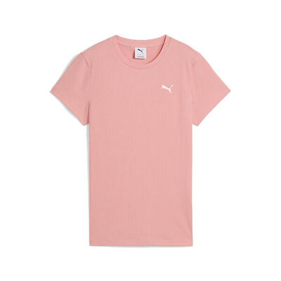 Ess elevated rib t-shirt voor dames puma pink fruit