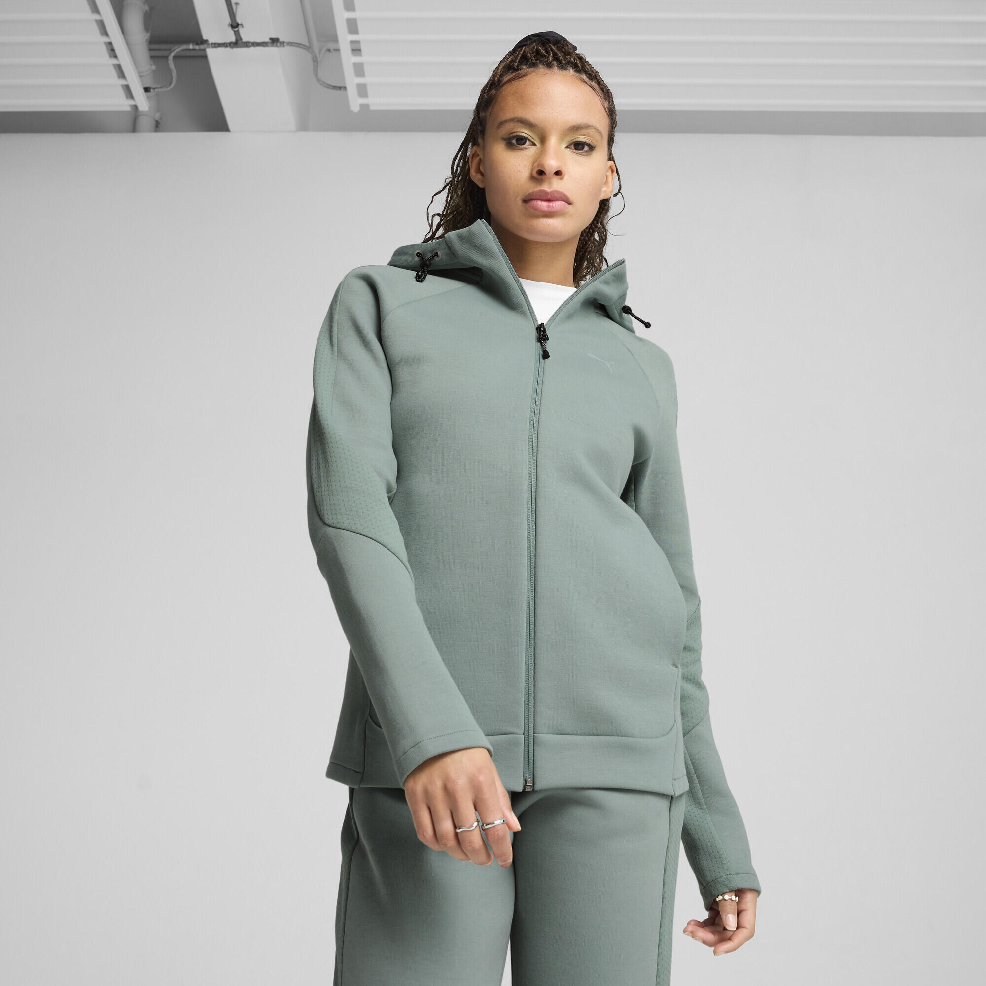 EVOSTRIPE hoodie met volledige rits voor dames PUMA Green Moon 2/7