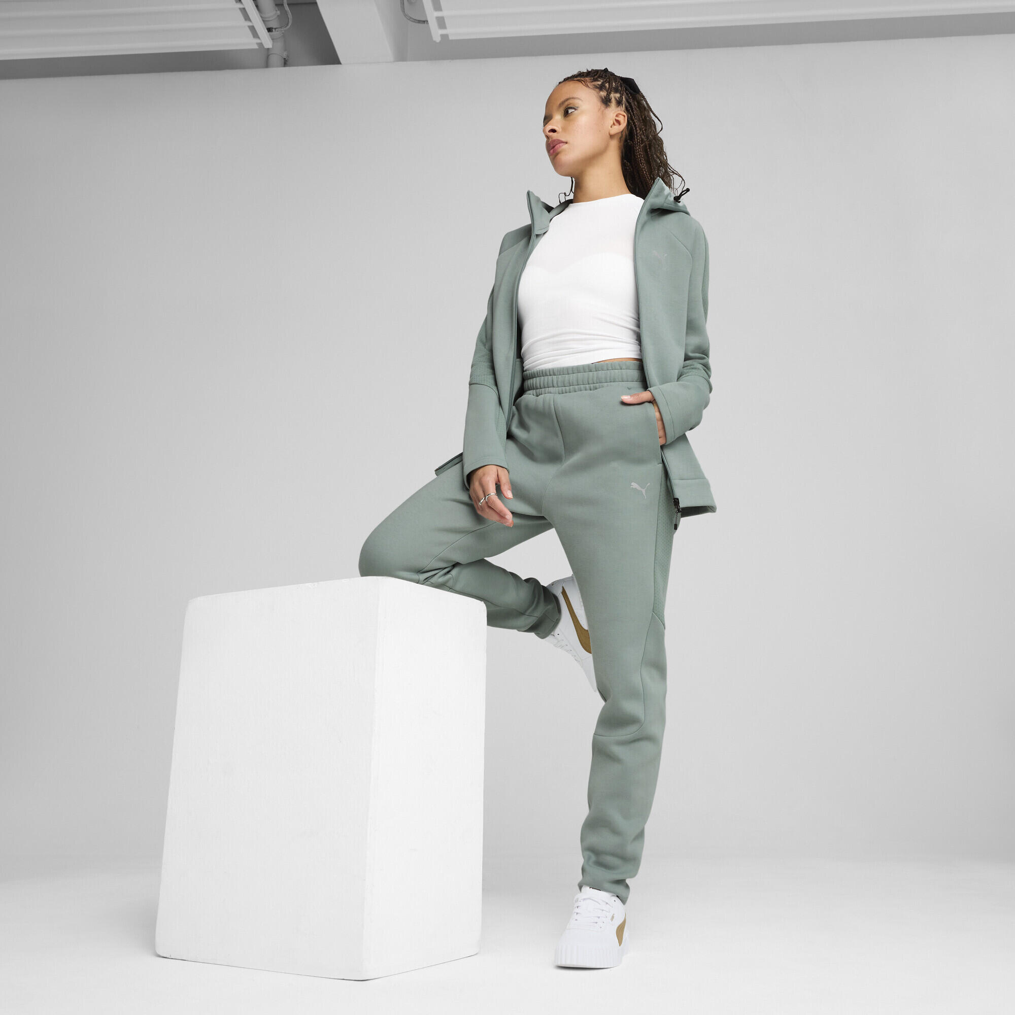 EVOSTRIPE hoodie met volledige rits voor dames PUMA Green Moon 4/7