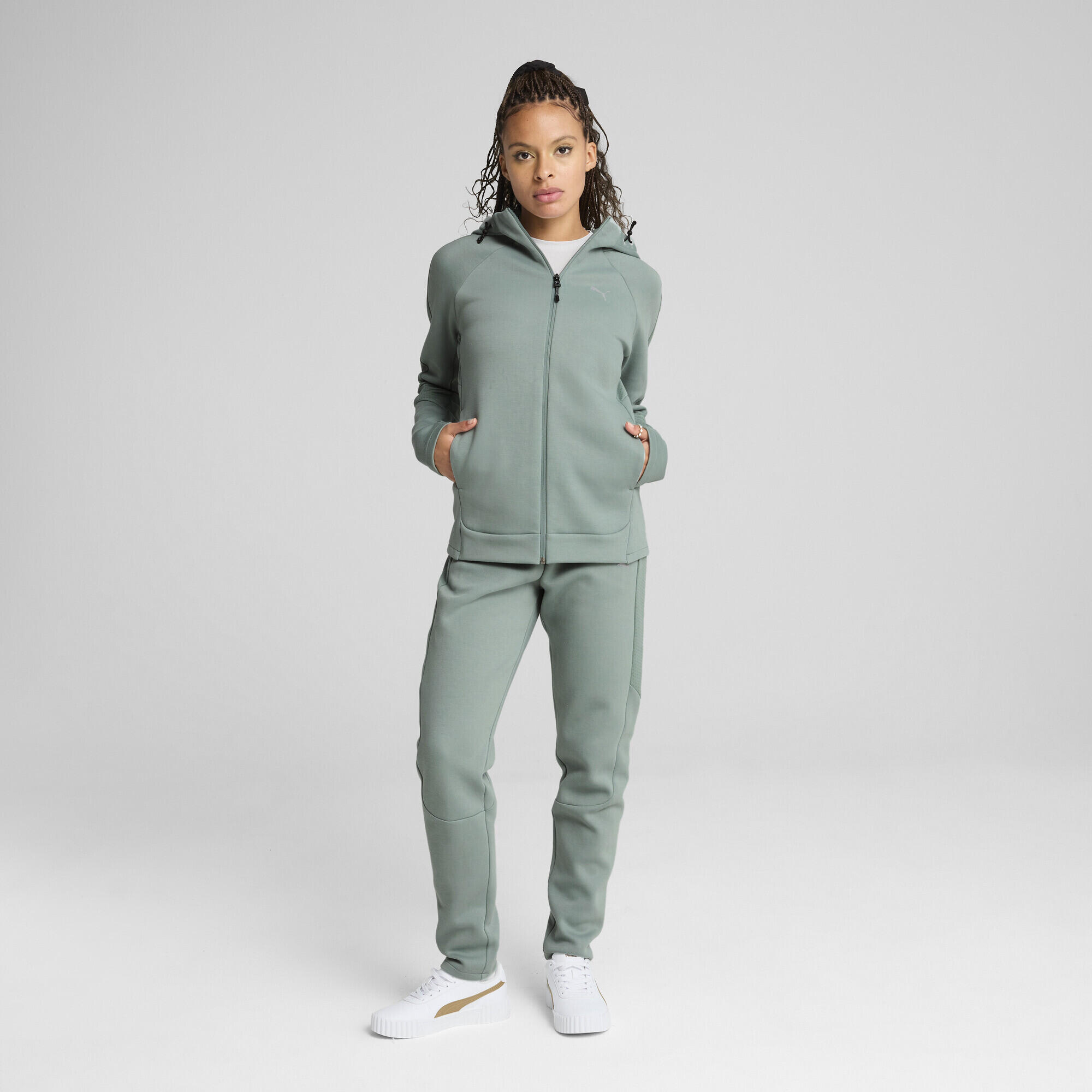EVOSTRIPE hoodie met volledige rits voor dames PUMA Green Moon 6/7